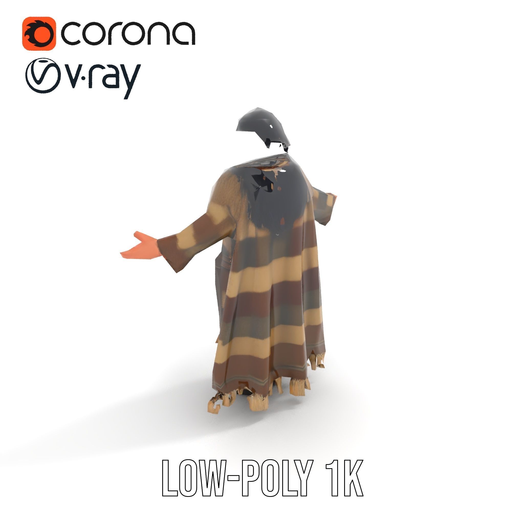 Nomadic Warrior Rigged and Animated D Character Model Low-poly 3D model_8