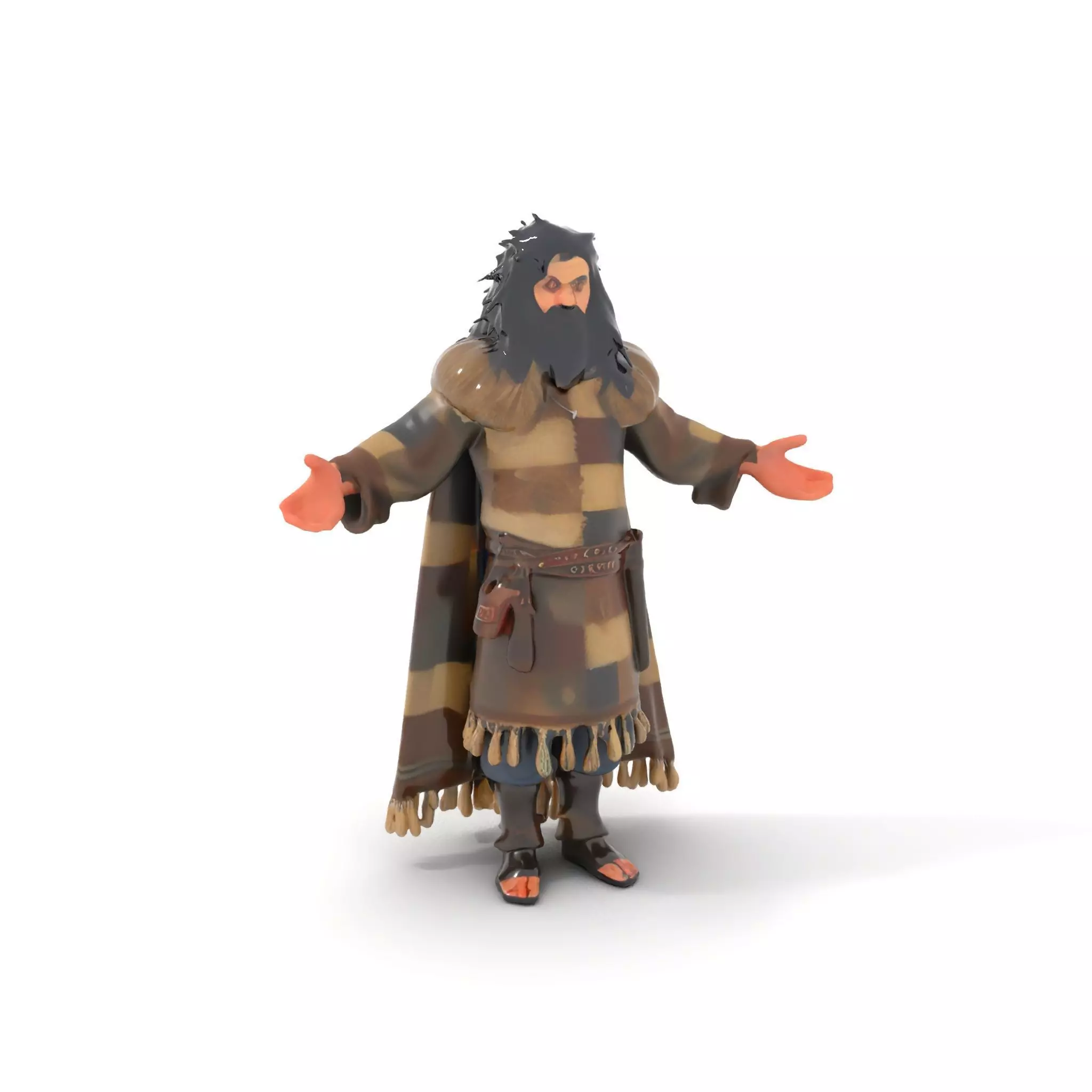 Nomadic Warrior Rigged and Animated D Character Model Low-poly 3D model_0