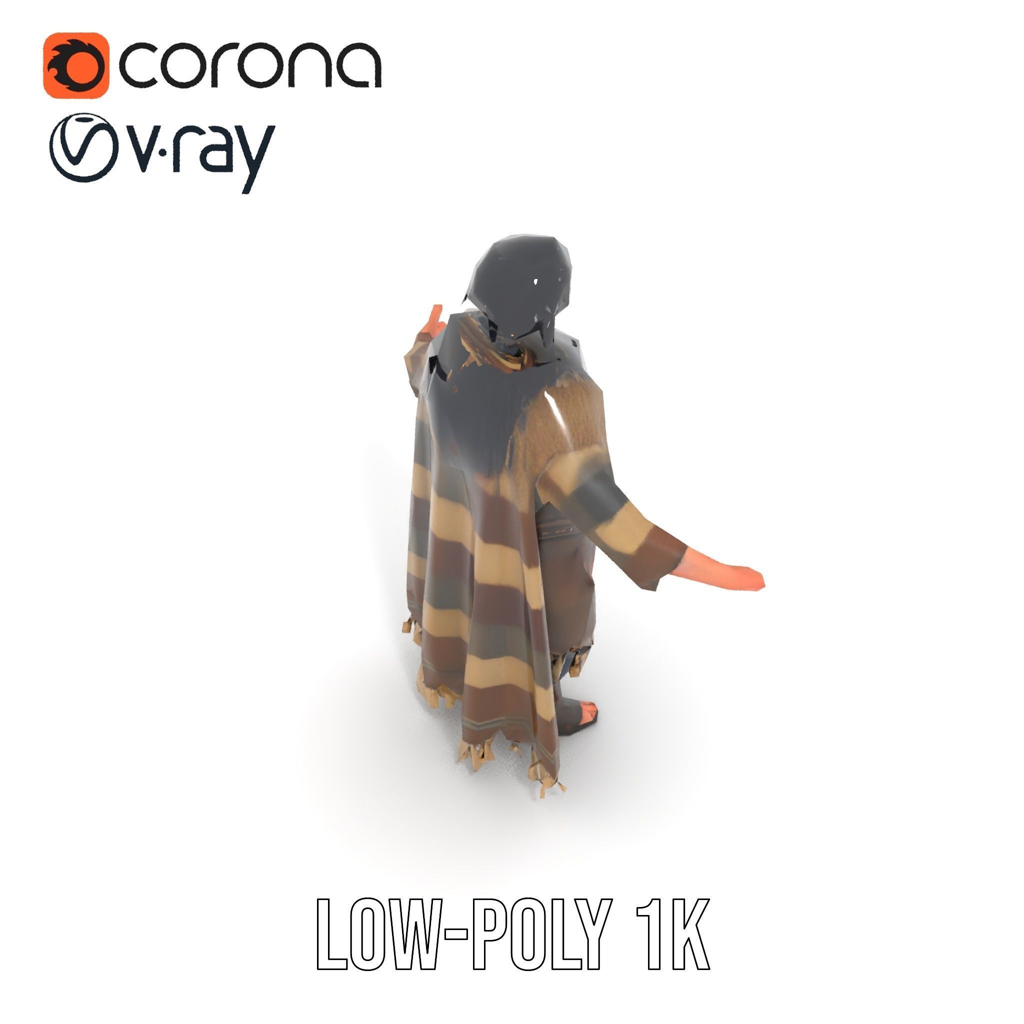 Nomadic Warrior Rigged and Animated D Character Model Low-poly 3D model_14