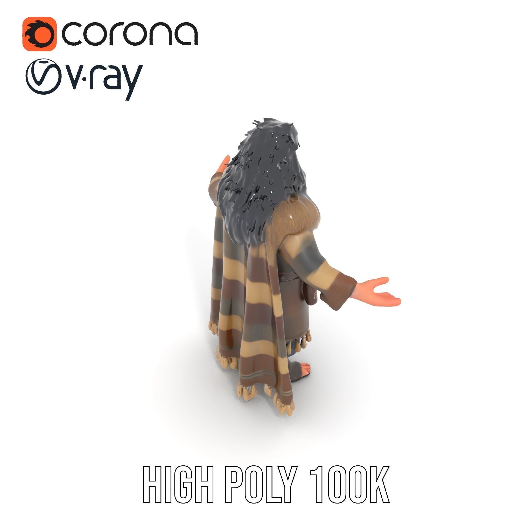 Nomadic Warrior Rigged and Animated D Character Model Low-poly 3D model_9