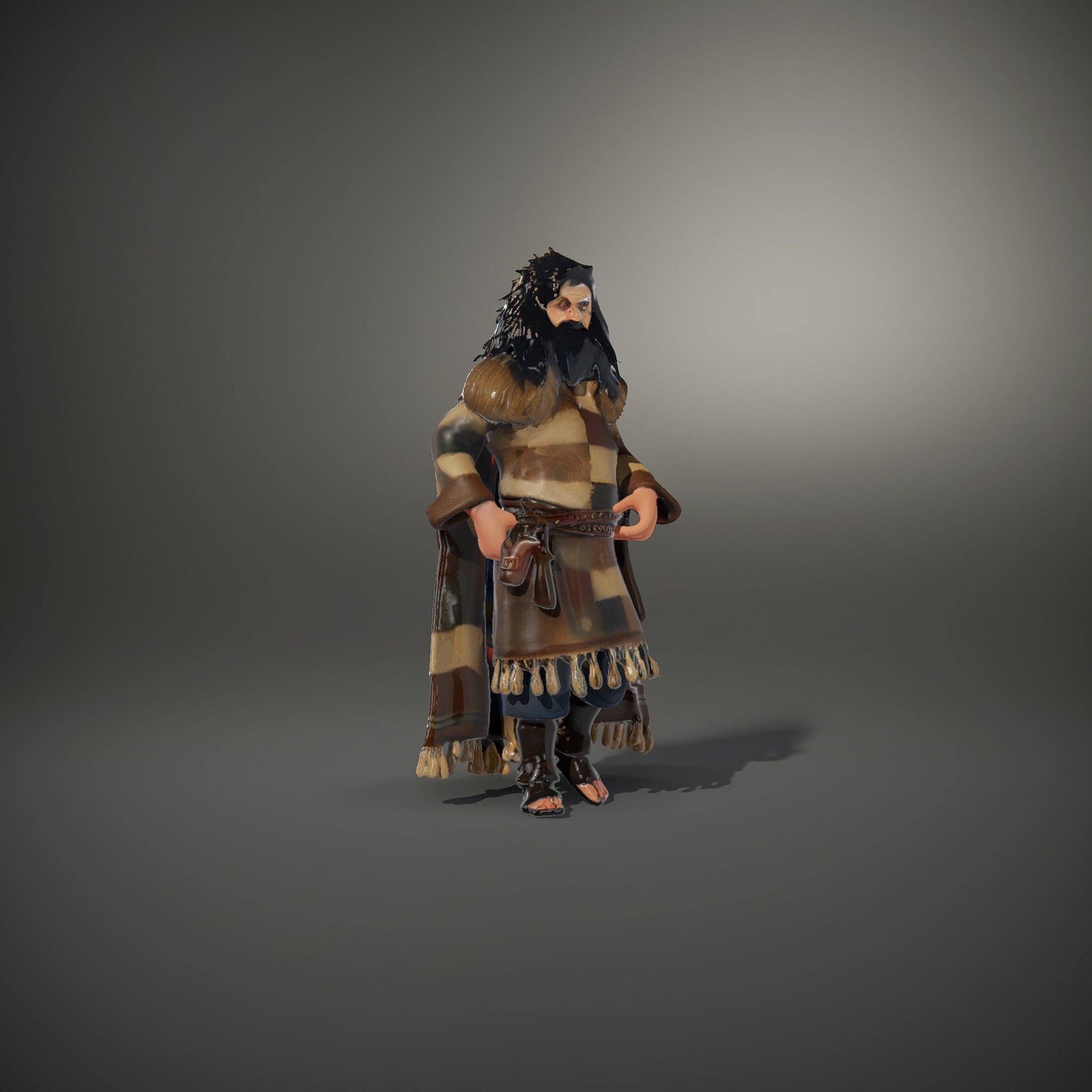 Nomadic Warrior Rigged and Animated D Character Model Low-poly 3D model_36