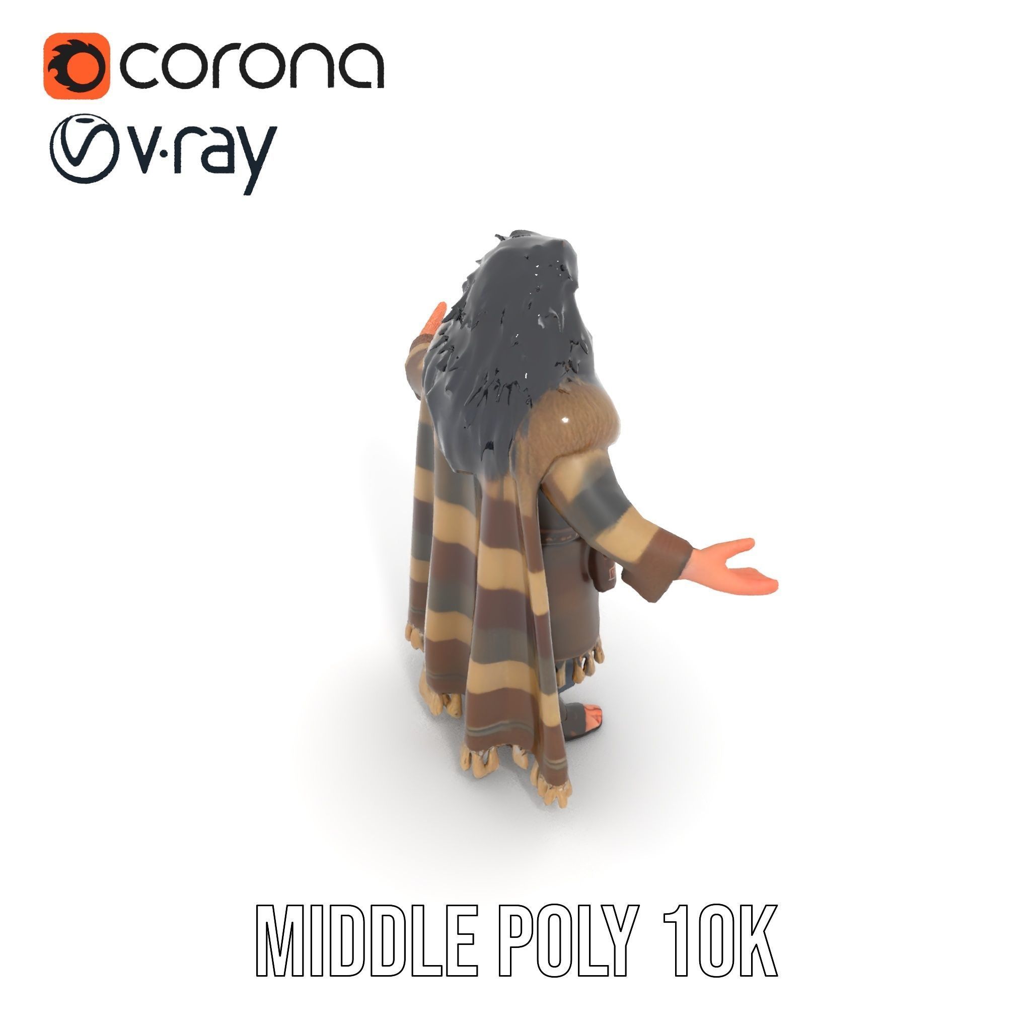 Nomadic Warrior Rigged and Animated D Character Model Low-poly 3D model_23