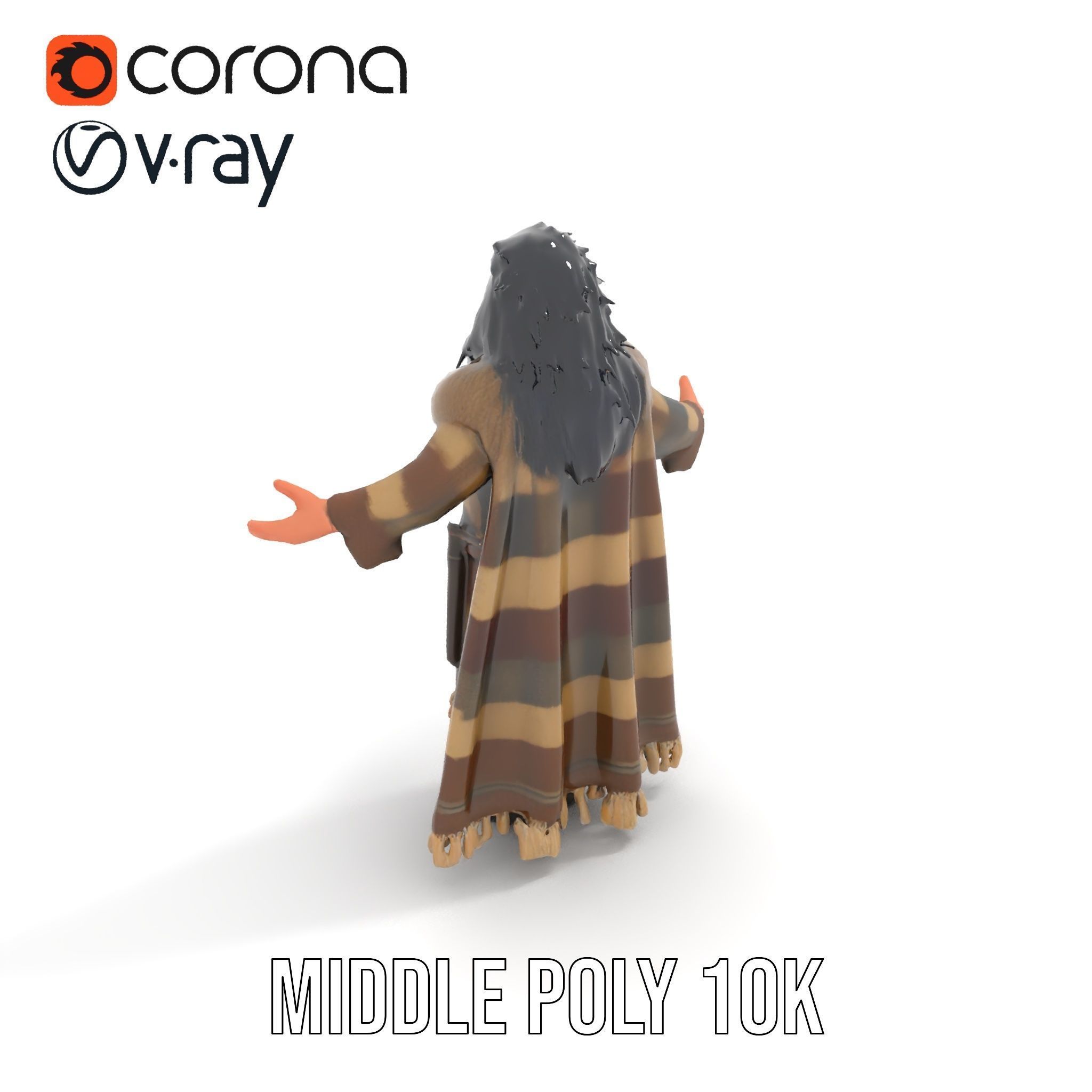 Nomadic Warrior Rigged and Animated D Character Model Low-poly 3D model_32