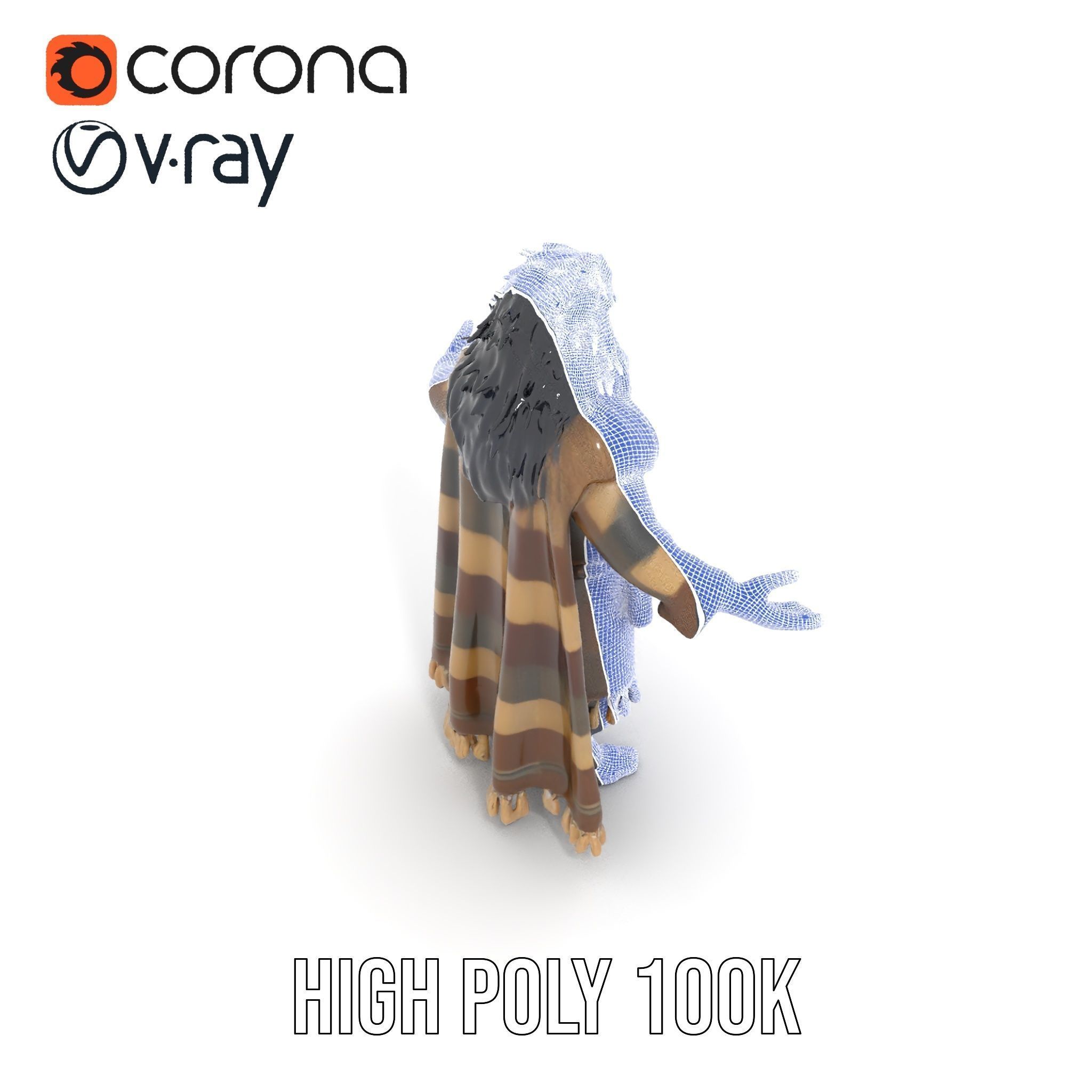 Nomadic Warrior Rigged and Animated D Character Model Low-poly 3D model_33