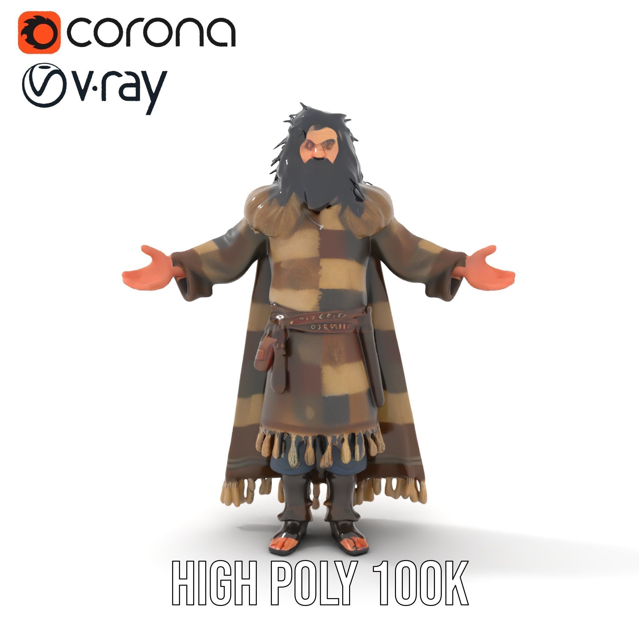 Nomadic Warrior Rigged and Animated D Character Model Low-poly 3D model_15