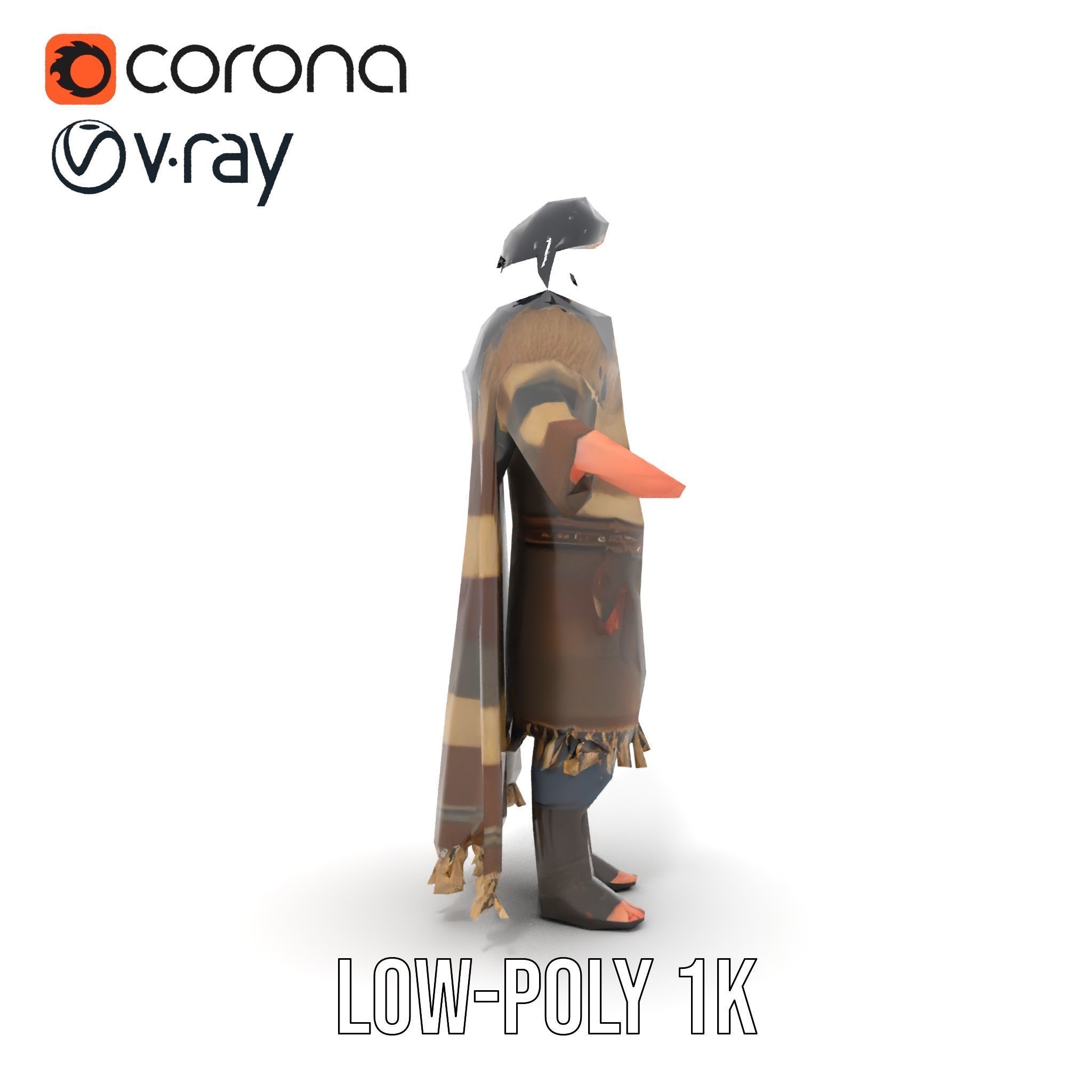 Nomadic Warrior Rigged and Animated D Character Model Low-poly 3D model_19