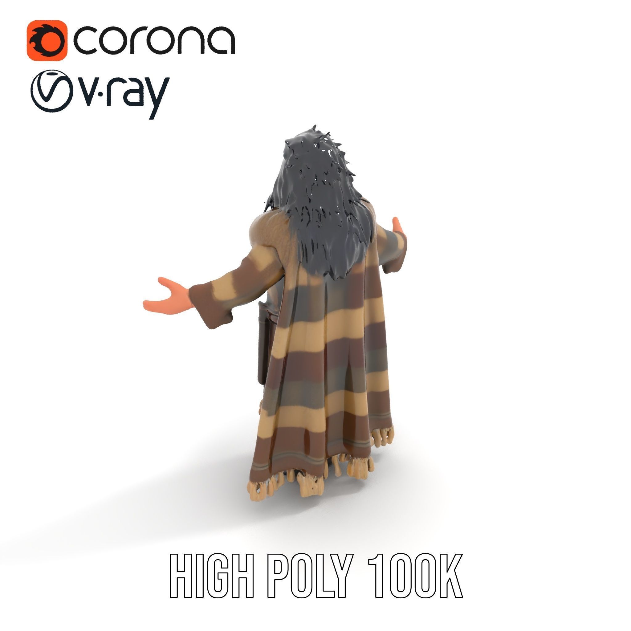 Nomadic Warrior Rigged and Animated D Character Model Low-poly 3D model_12