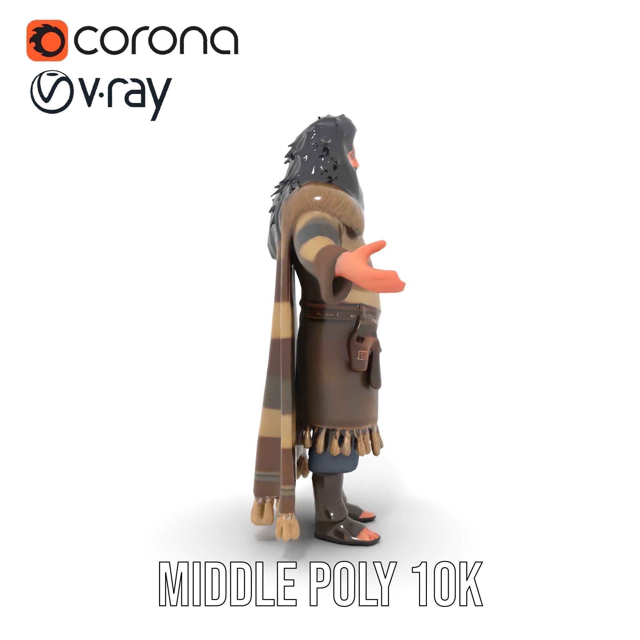 Nomadic Warrior Rigged and Animated D Character Model Low-poly 3D model_21