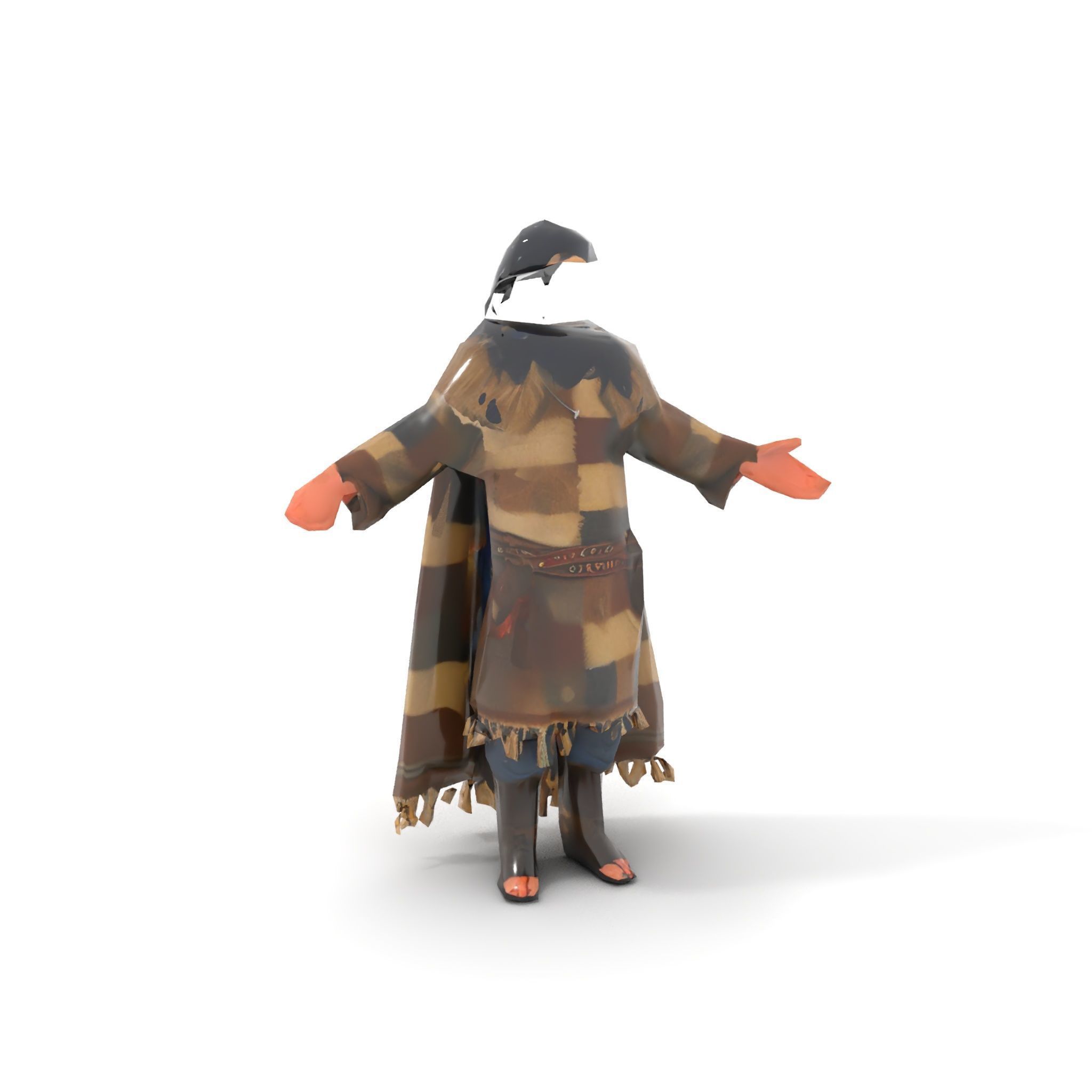 Nomadic Warrior Rigged and Animated D Character Model Low-poly 3D model_11