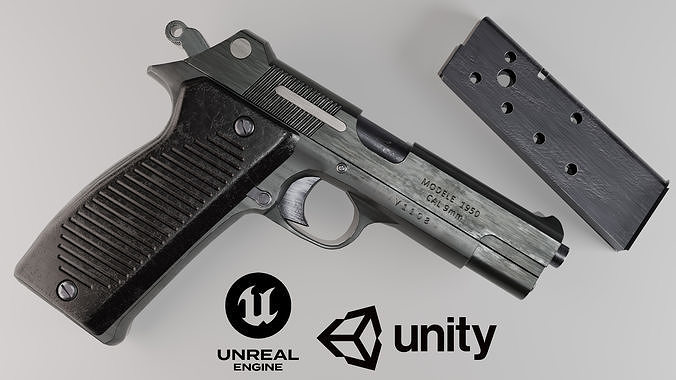 PAMAC 50 pistol - GameReady  Low-poly 3D model