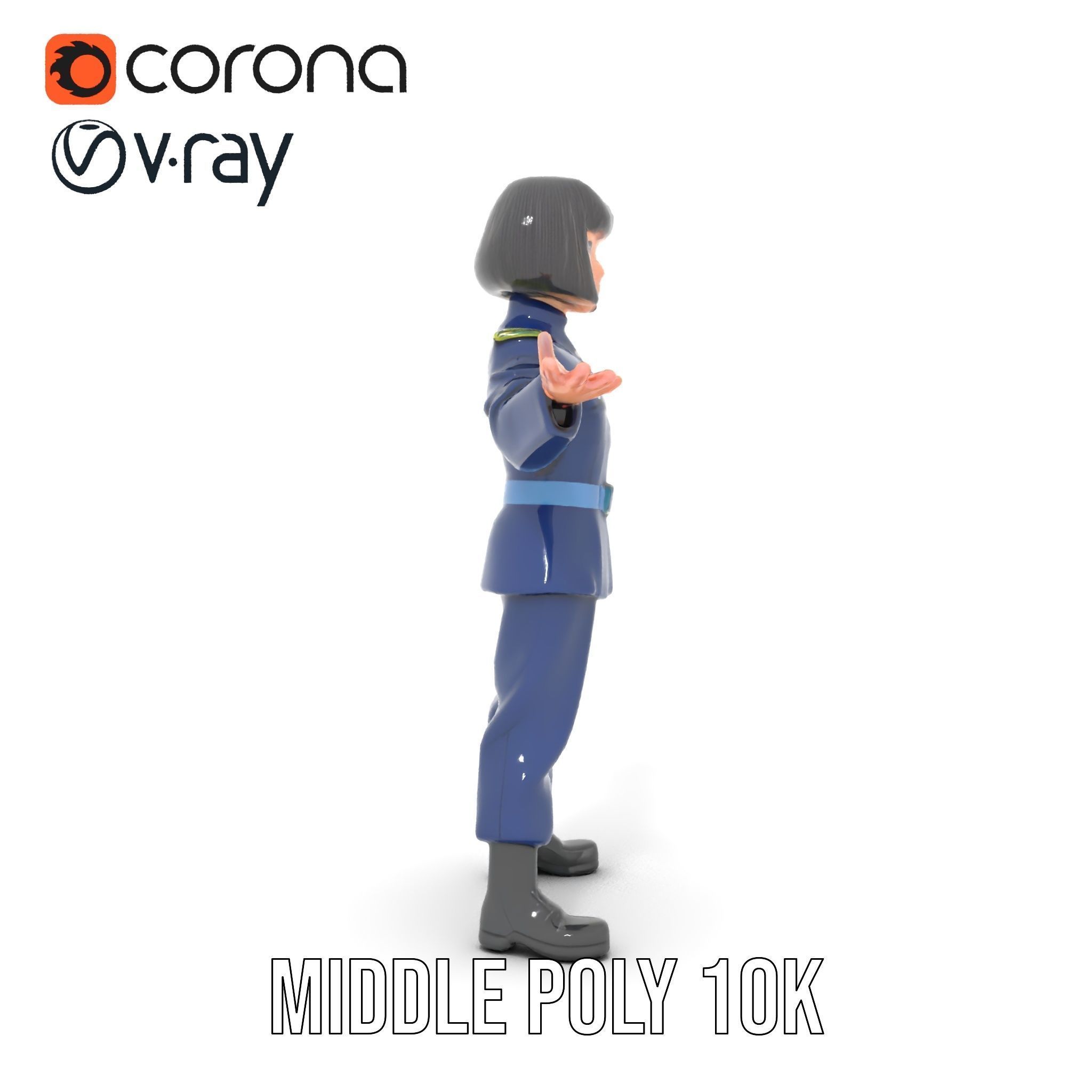 Animated Military Character Rigged and Animated Model Low-poly 3D model_24