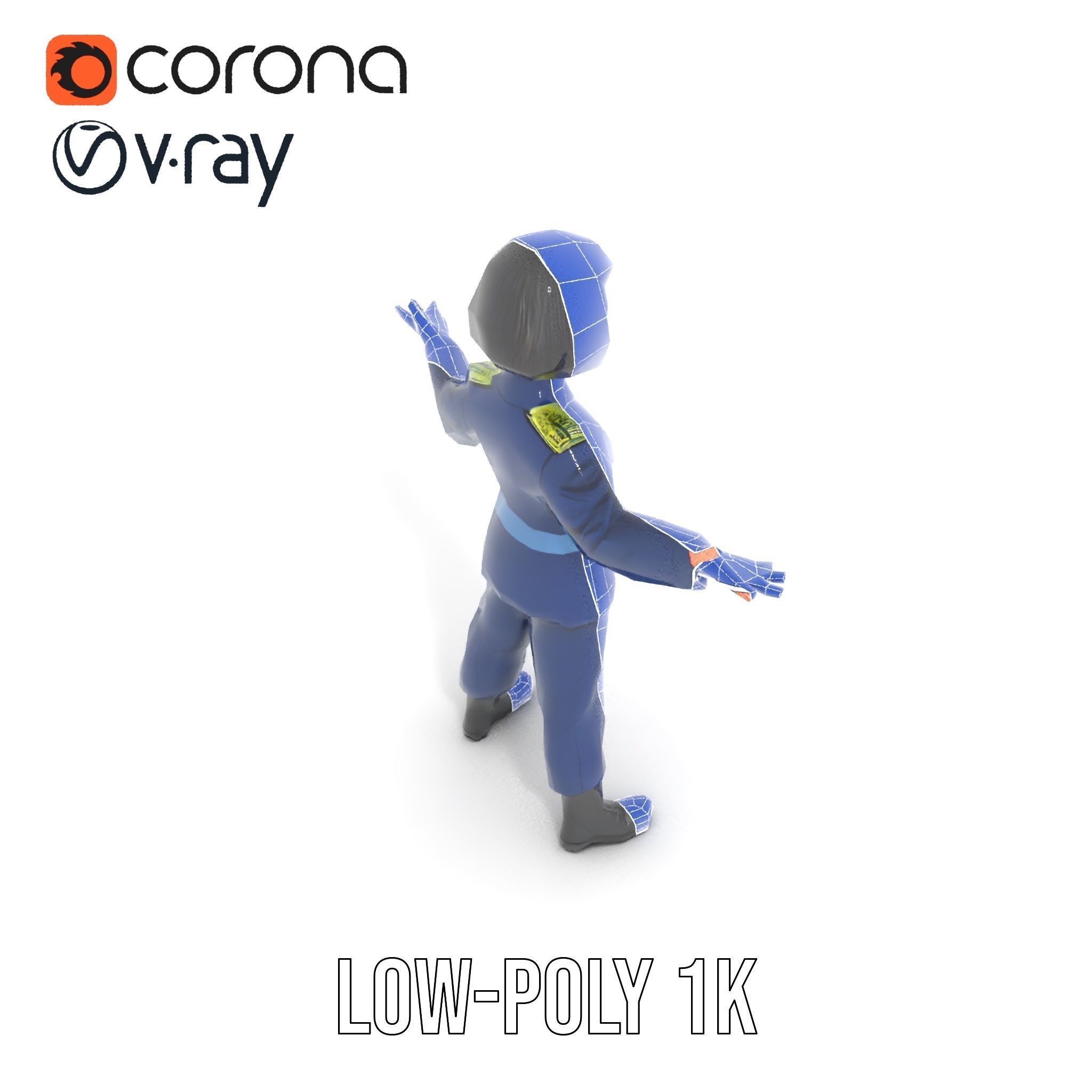 Animated Military Character Rigged and Animated Model Low-poly 3D model_30