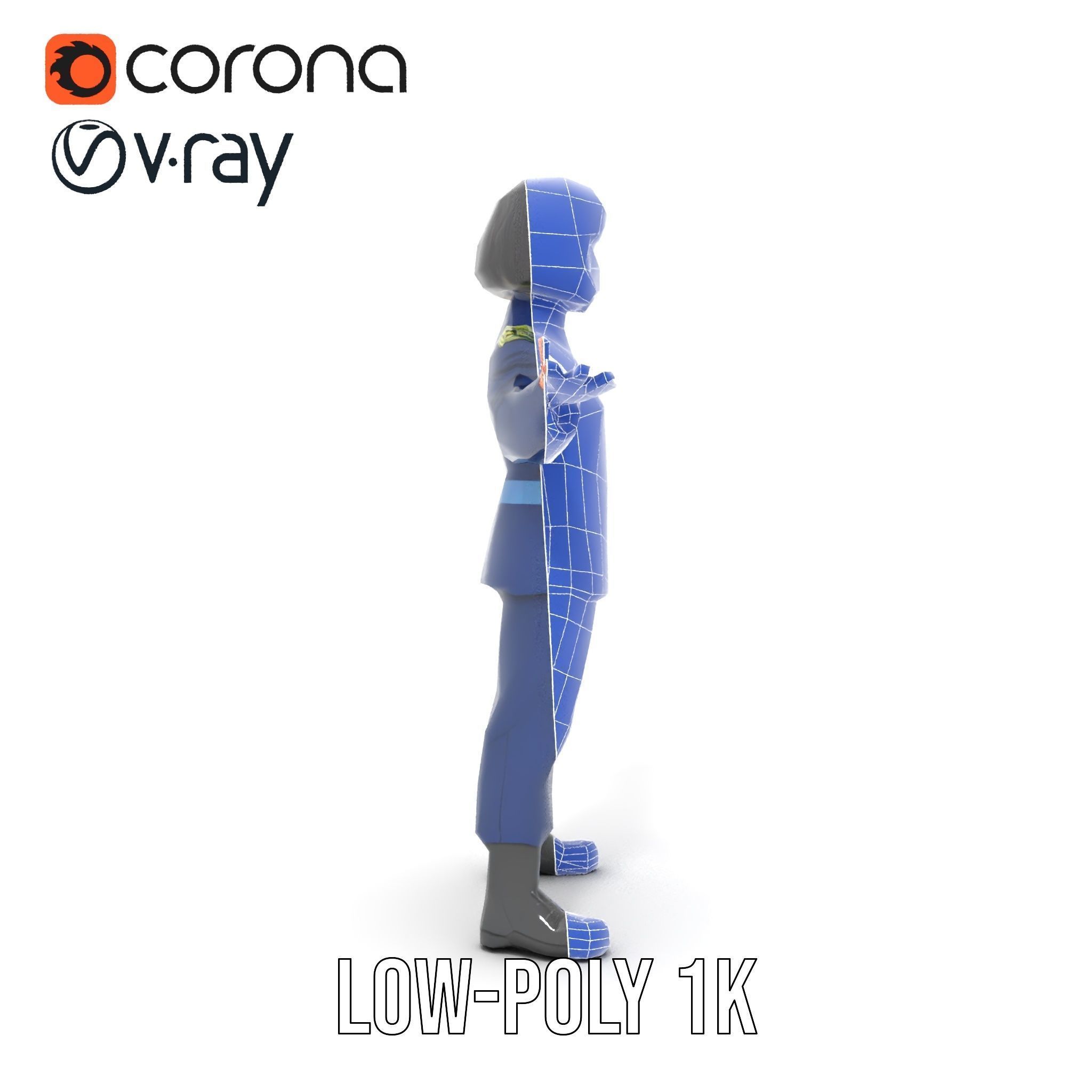 Animated Military Character Rigged and Animated Model Low-poly 3D model_28