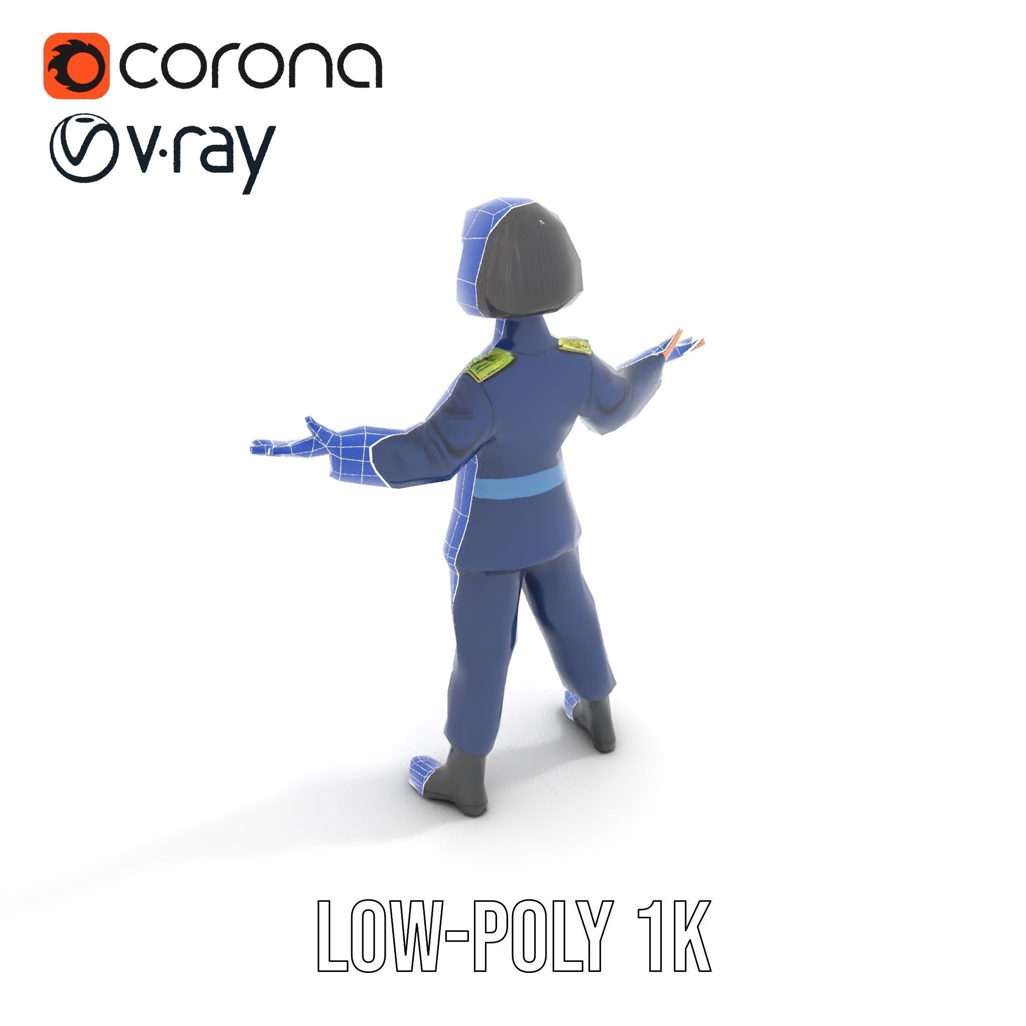 Animated Military Character Rigged and Animated Model Low-poly 3D model_11