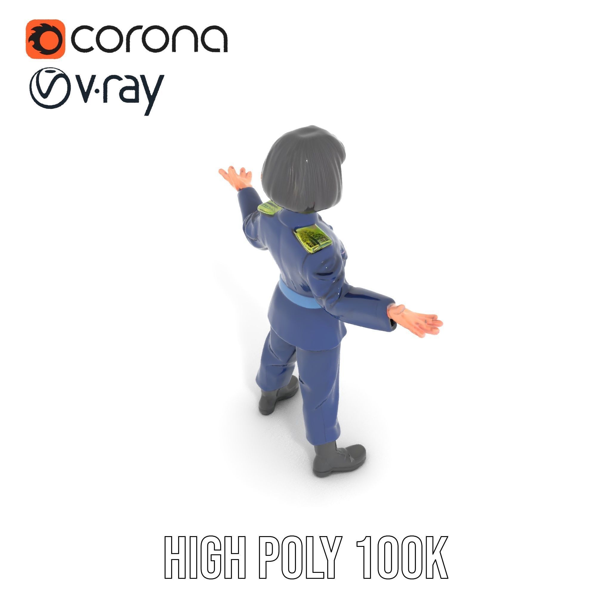 Animated Military Character Rigged and Animated Model Low-poly 3D model_17