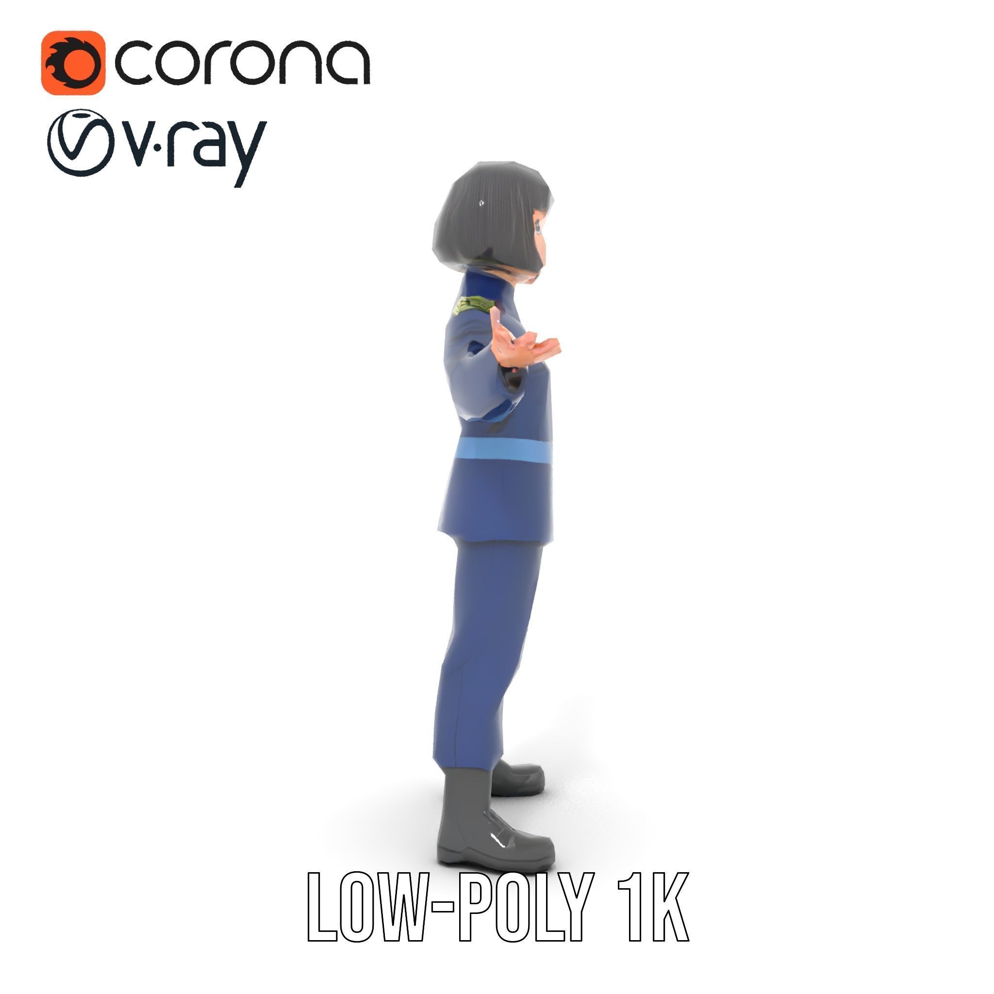 Animated Military Character Rigged and Animated Model Low-poly 3D model_7