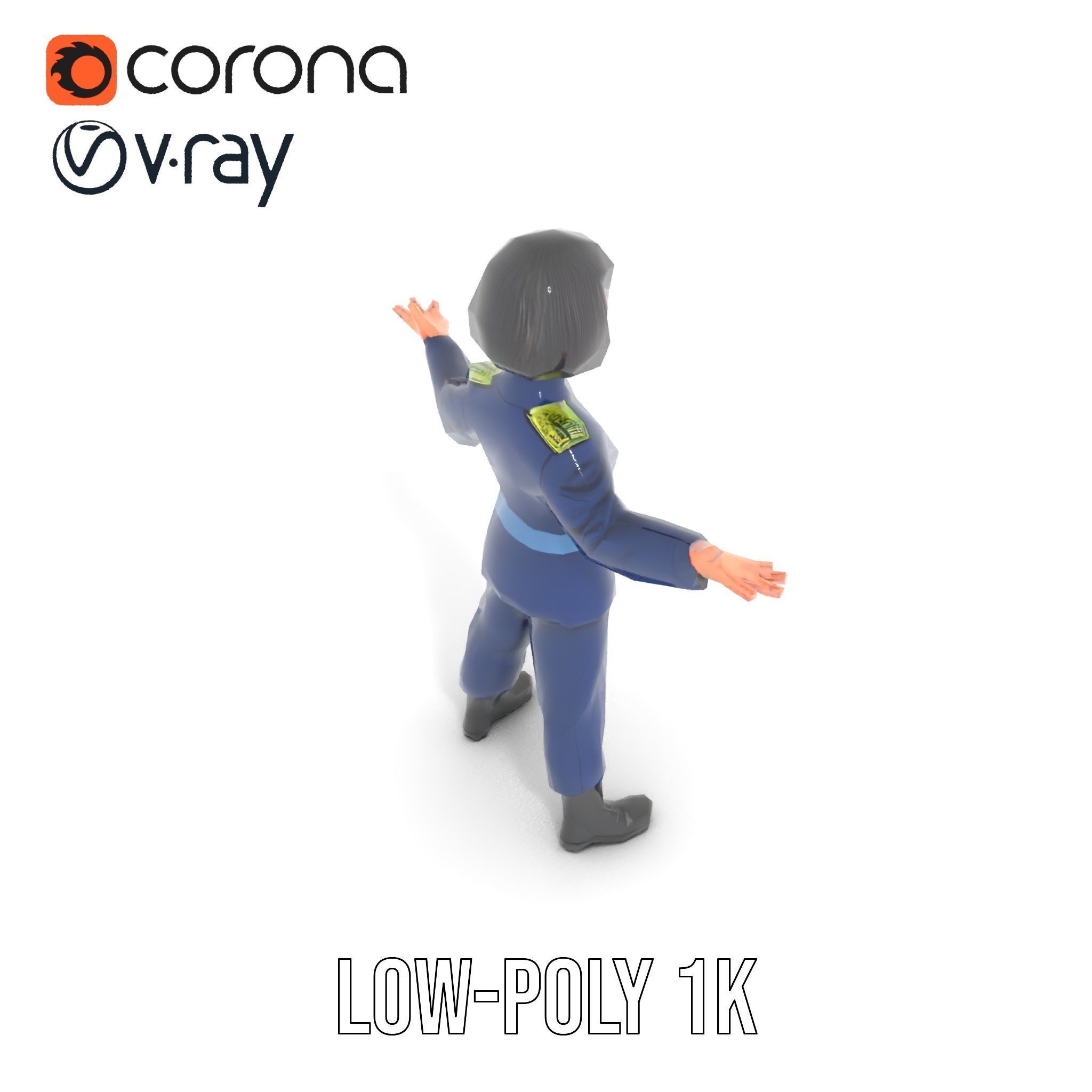 Animated Military Character Rigged and Animated Model Low-poly 3D model_19