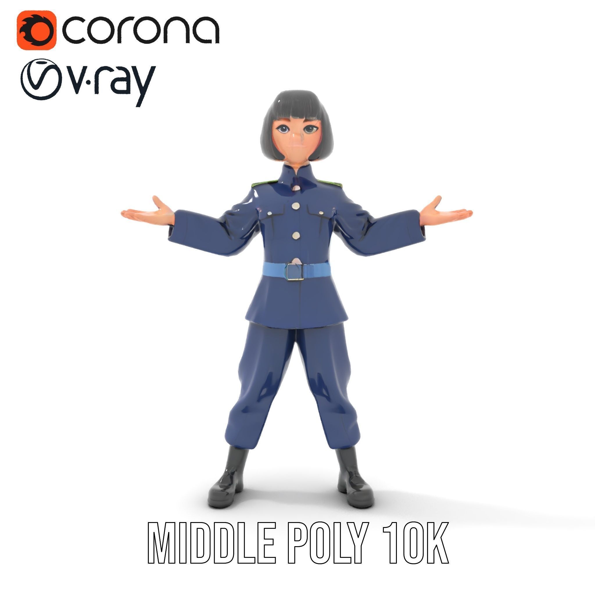 Animated Military Character Rigged and Animated Model Low-poly 3D model_10