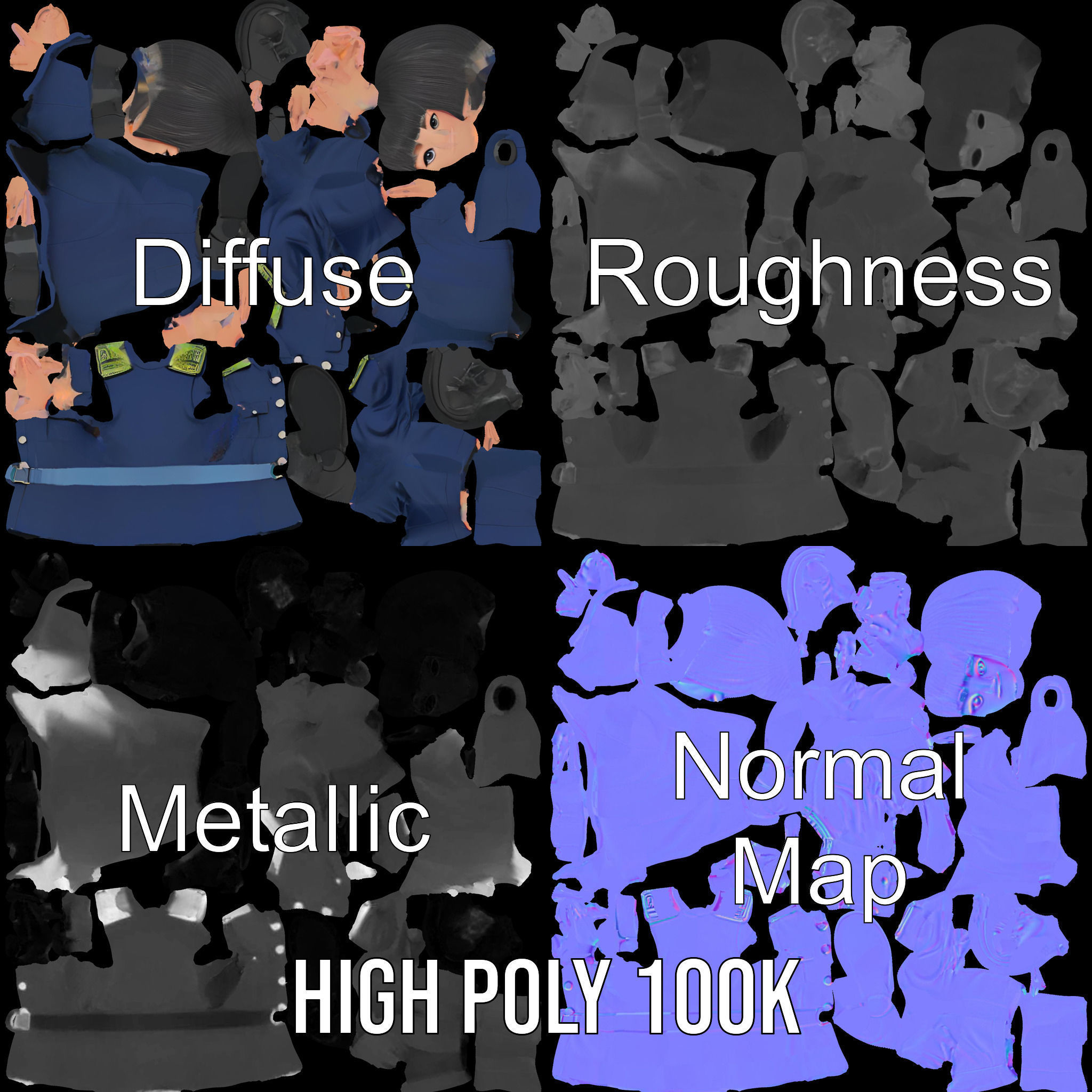 Animated Military Character Rigged and Animated Model Low-poly 3D model_3