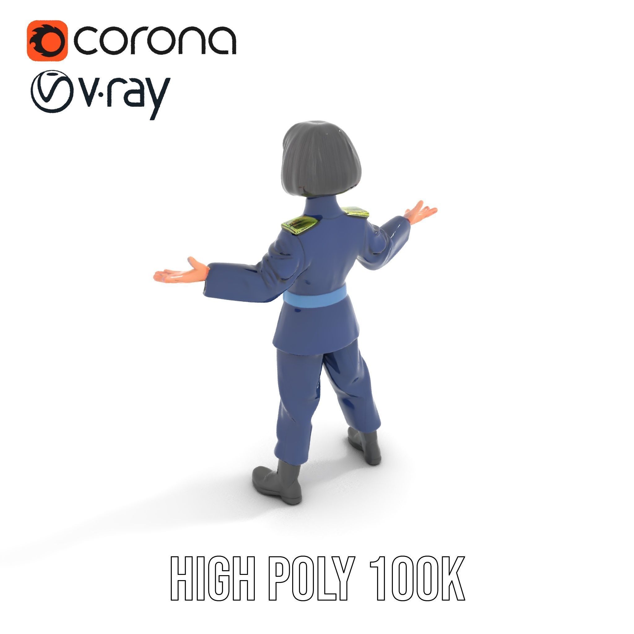 Animated Military Character Rigged and Animated Model Low-poly 3D model_20