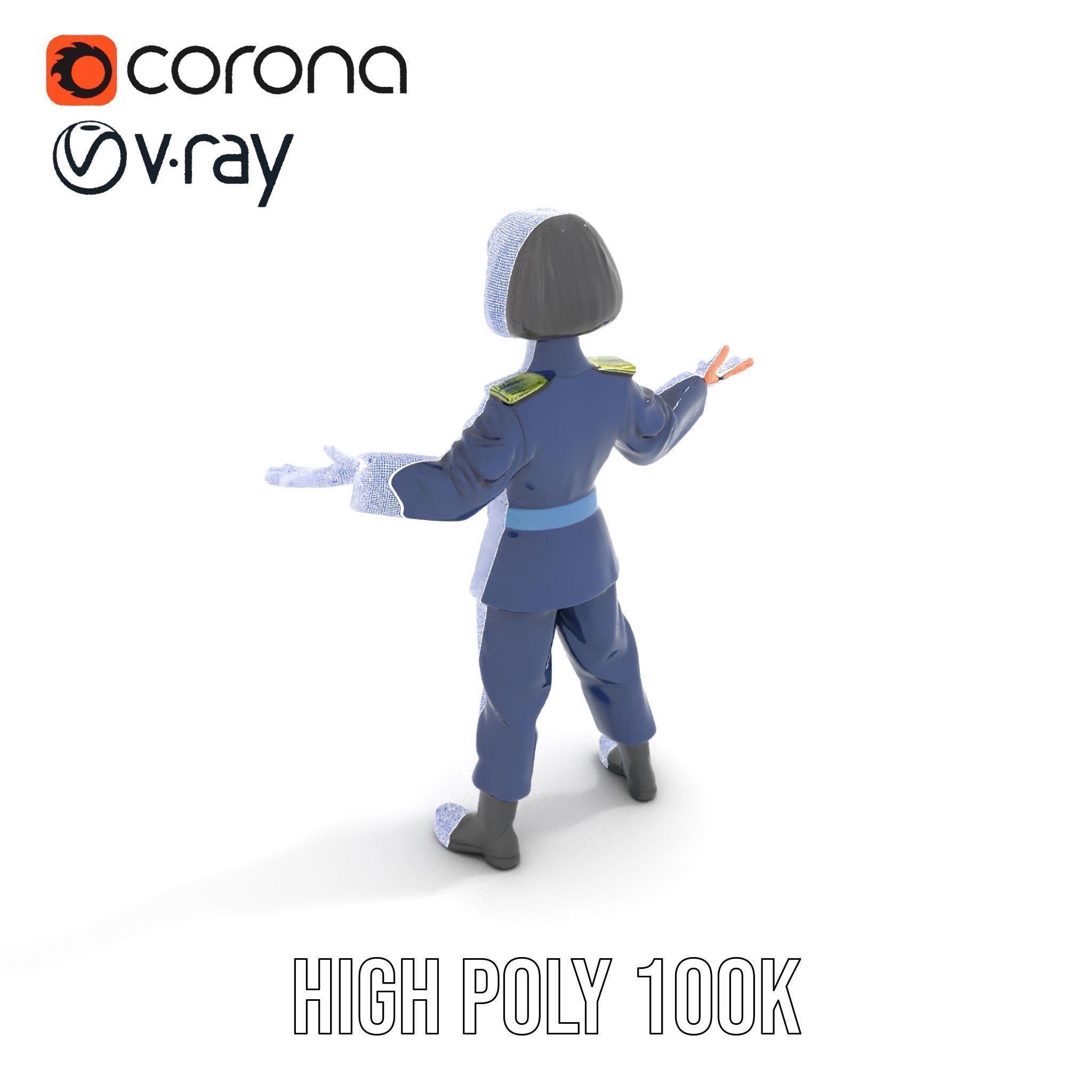 Animated Military Character Rigged and Animated Model Low-poly 3D model_35