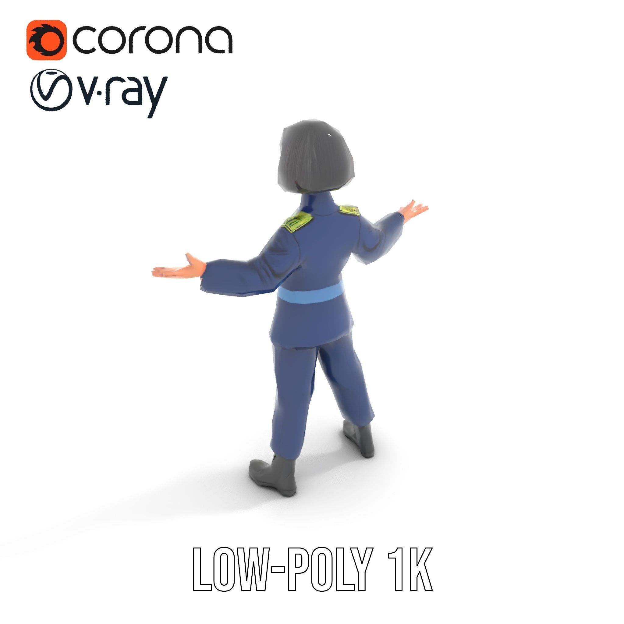 Animated Military Character Rigged and Animated Model Low-poly 3D model_25