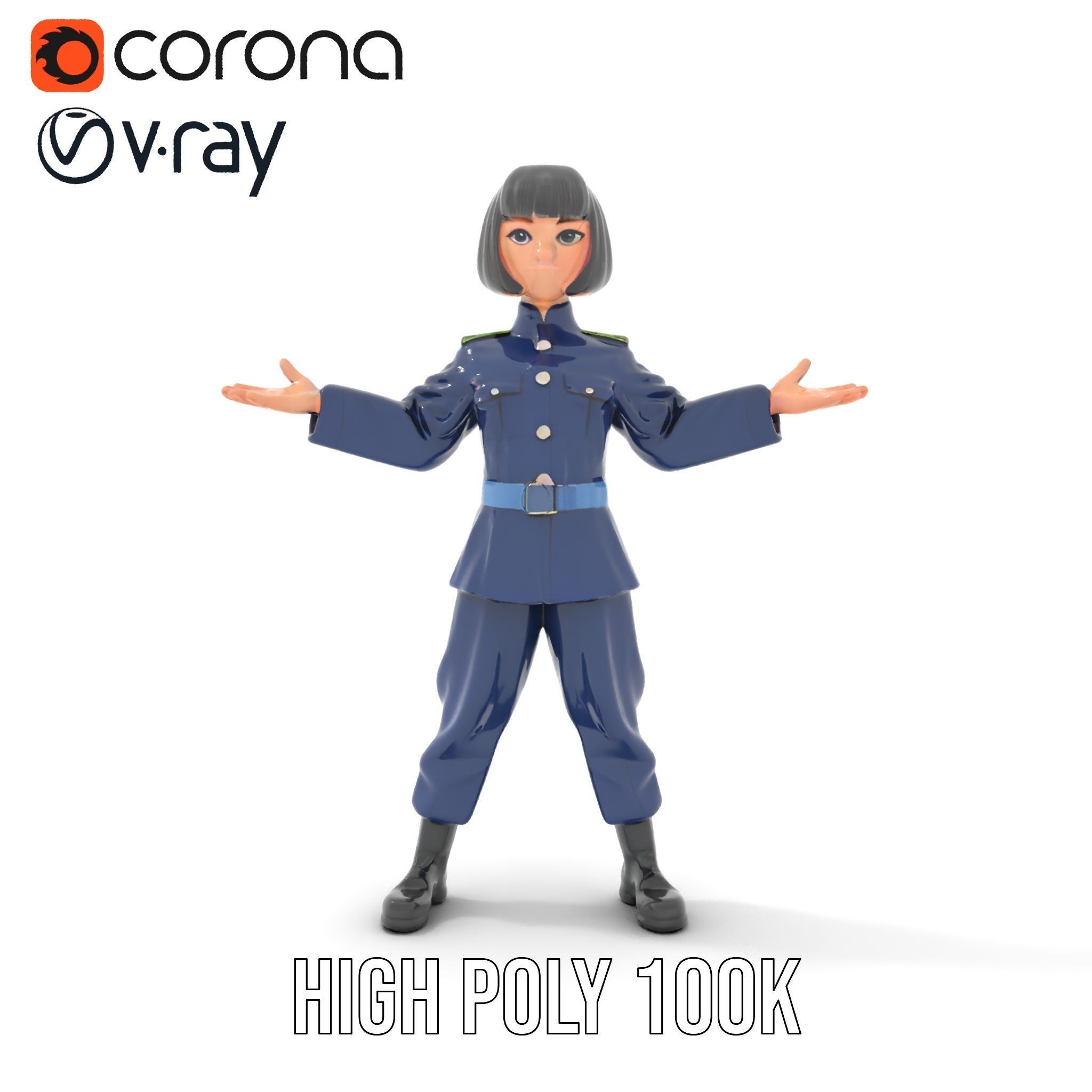 Animated Military Character Rigged and Animated Model Low-poly 3D model_26