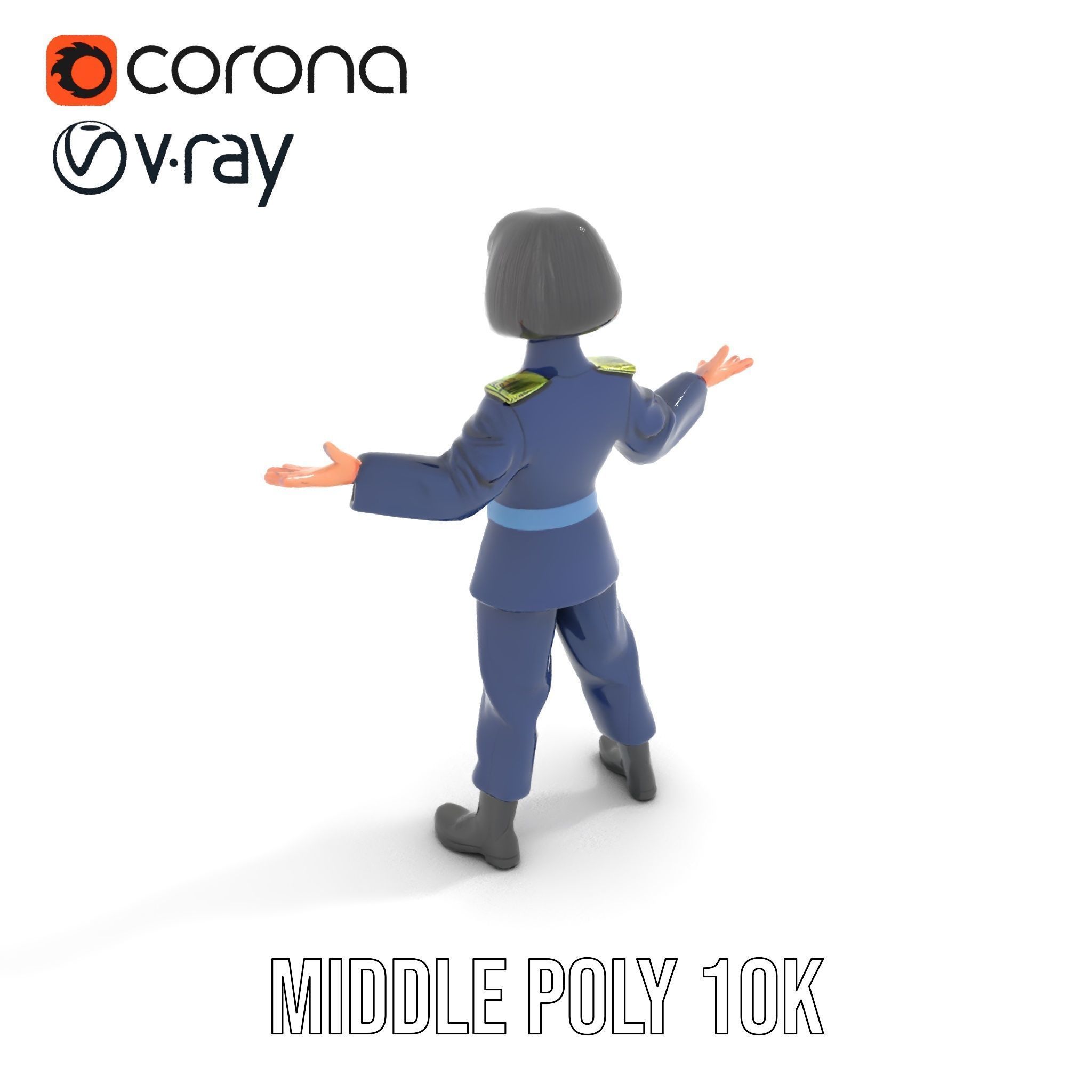 Animated Military Character Rigged and Animated Model Low-poly 3D model_12