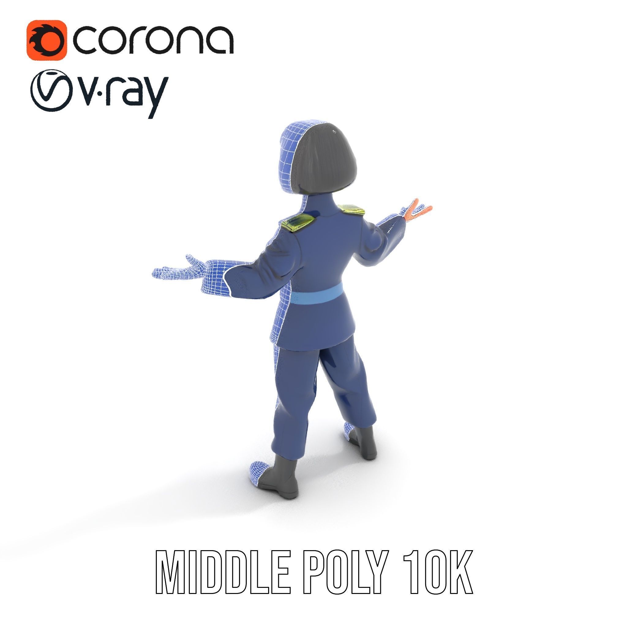 Animated Military Character Rigged and Animated Model Low-poly 3D model_27