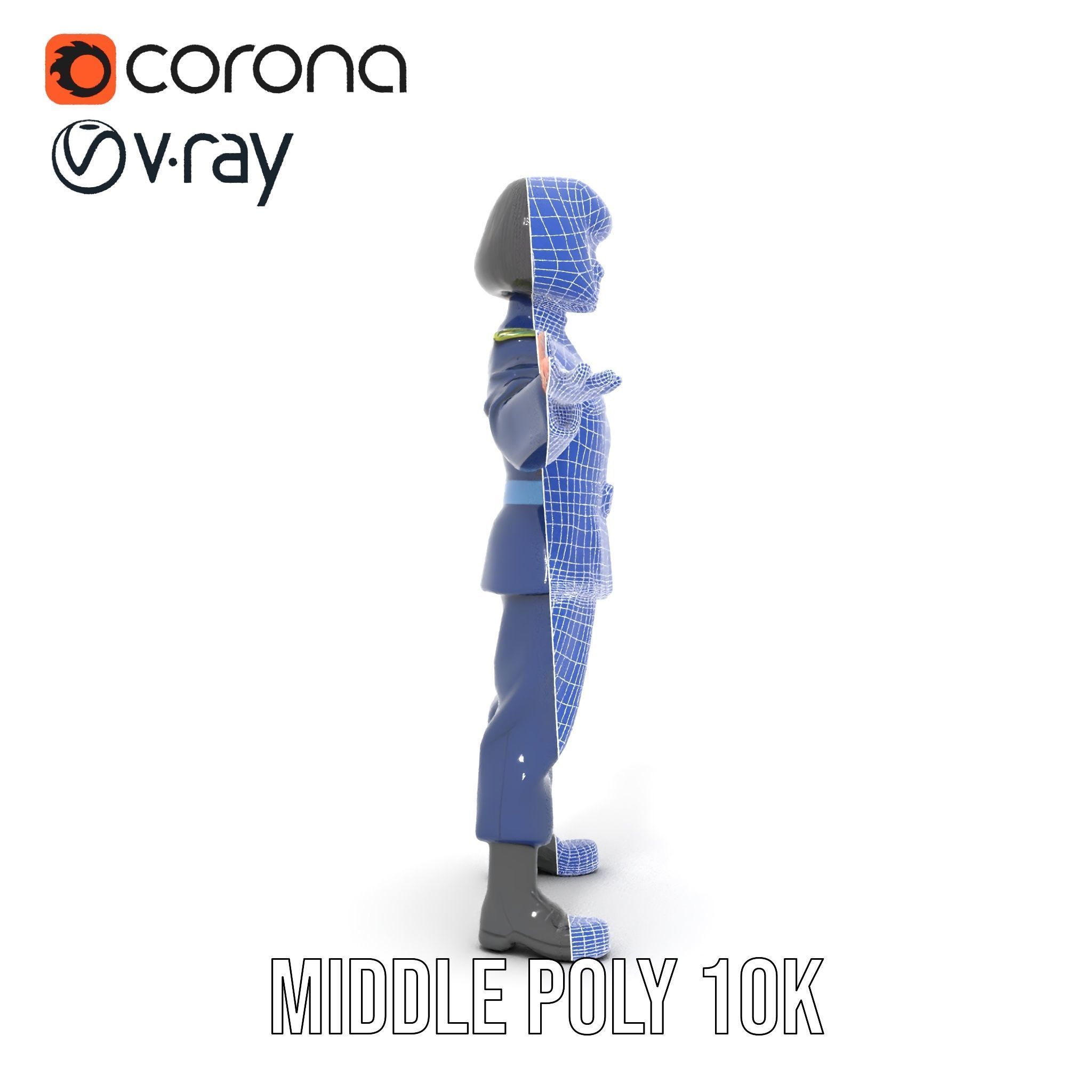 Animated Military Character Rigged and Animated Model Low-poly 3D model_34