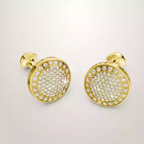 Montblanc Royal Round Cufflinks Solid Yellow Gold Full Diamonds 