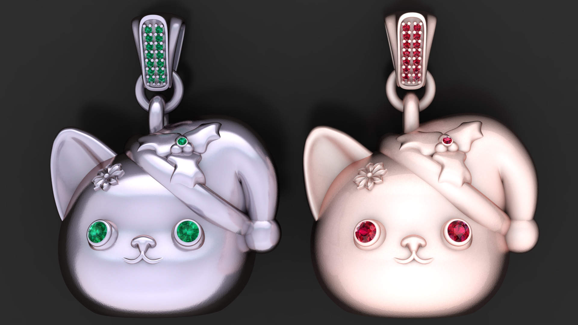 christmas cat pendant 3d model 3D print model_3