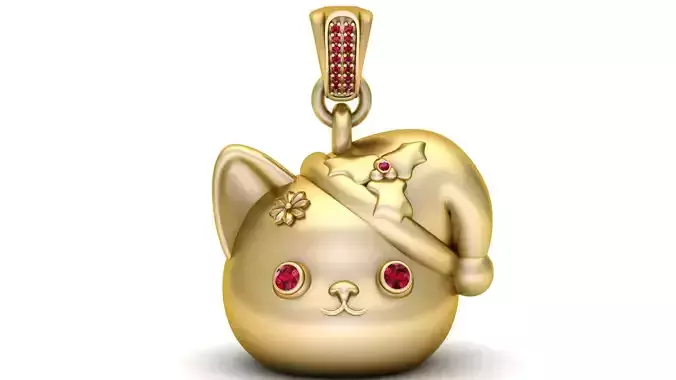 christmas cat pendant 3d model 3D print model christmas cat pendant 3d model 3D print model