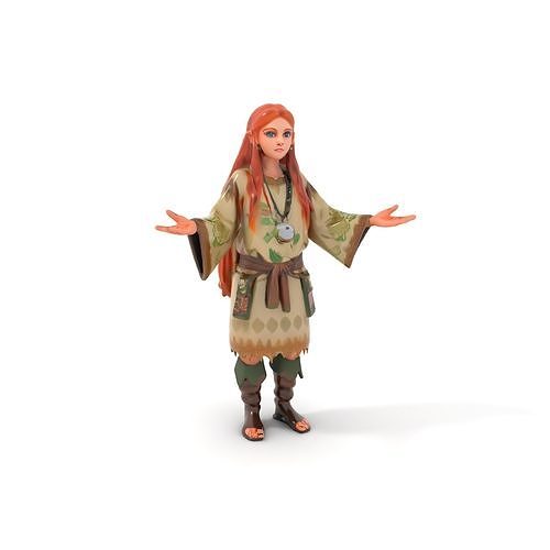 Elven Sage Rigged and Animated Character Model Low-poly 3D model