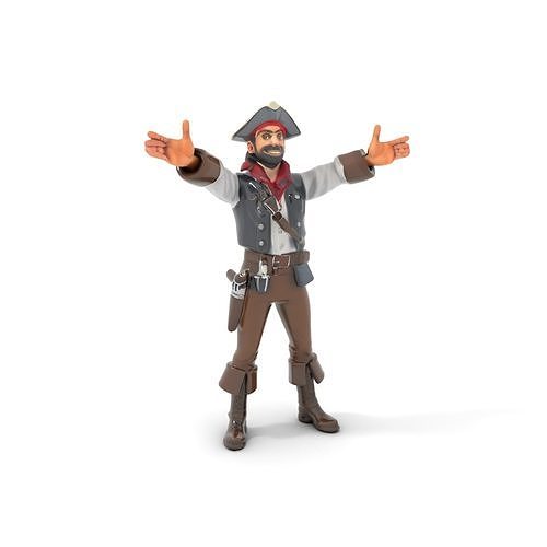 Animated Rigged D Pirate Character with Tricorn Hat and Beard Low-poly 3D model