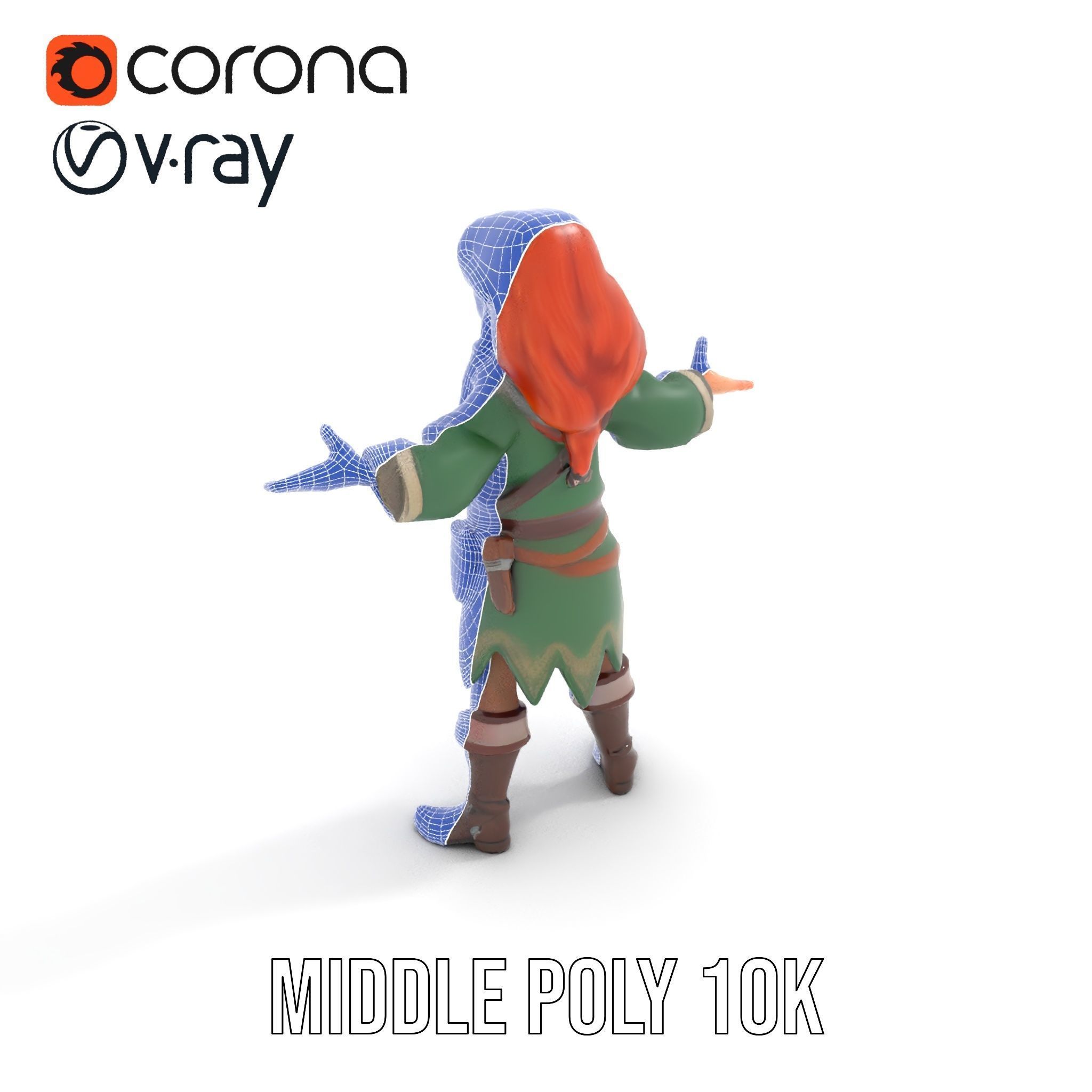 Adventurer Girl D Model Rigged and Animated Fantasy Outfit Low-poly 3D model_24