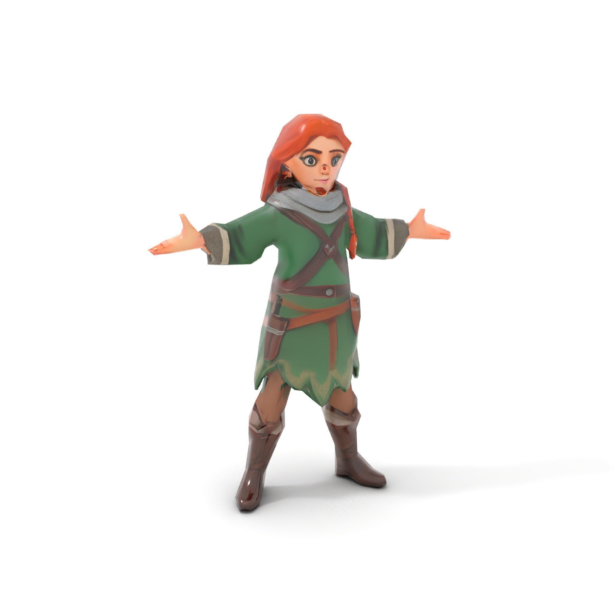 Adventurer Girl D Model Rigged and Animated Fantasy Outfit Low-poly 3D model_7