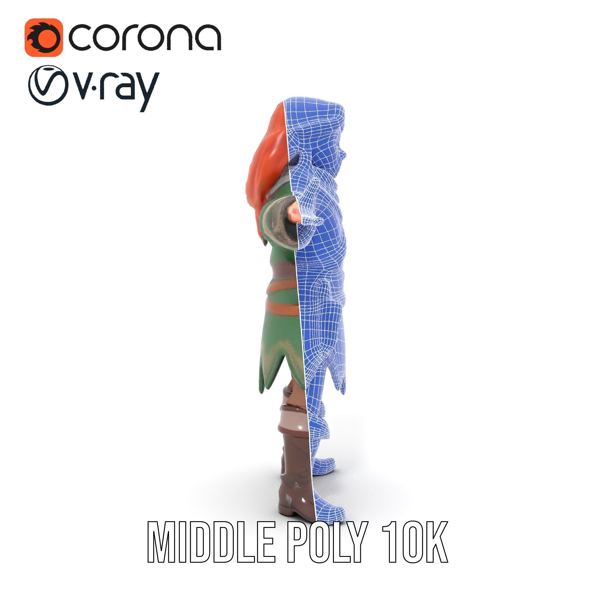 Adventurer Girl D Model Rigged and Animated Fantasy Outfit Low-poly 3D model_34