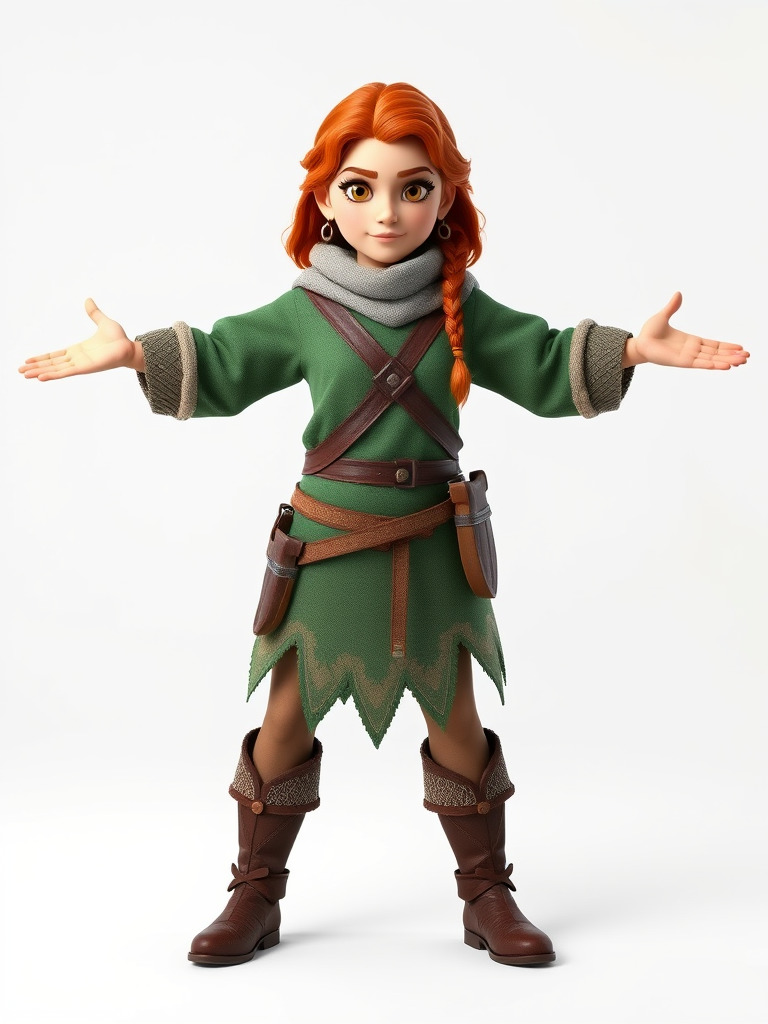 Adventurer Girl D Model Rigged and Animated Fantasy Outfit Low-poly 3D model_2
