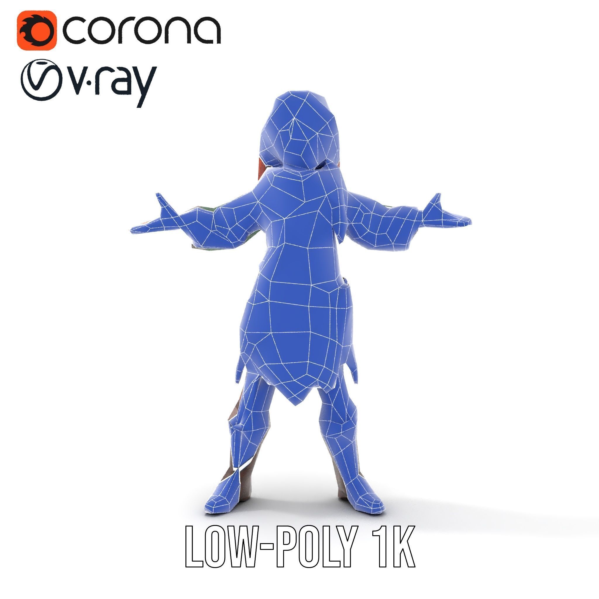 Adventurer Girl D Model Rigged and Animated Fantasy Outfit Low-poly 3D model_30