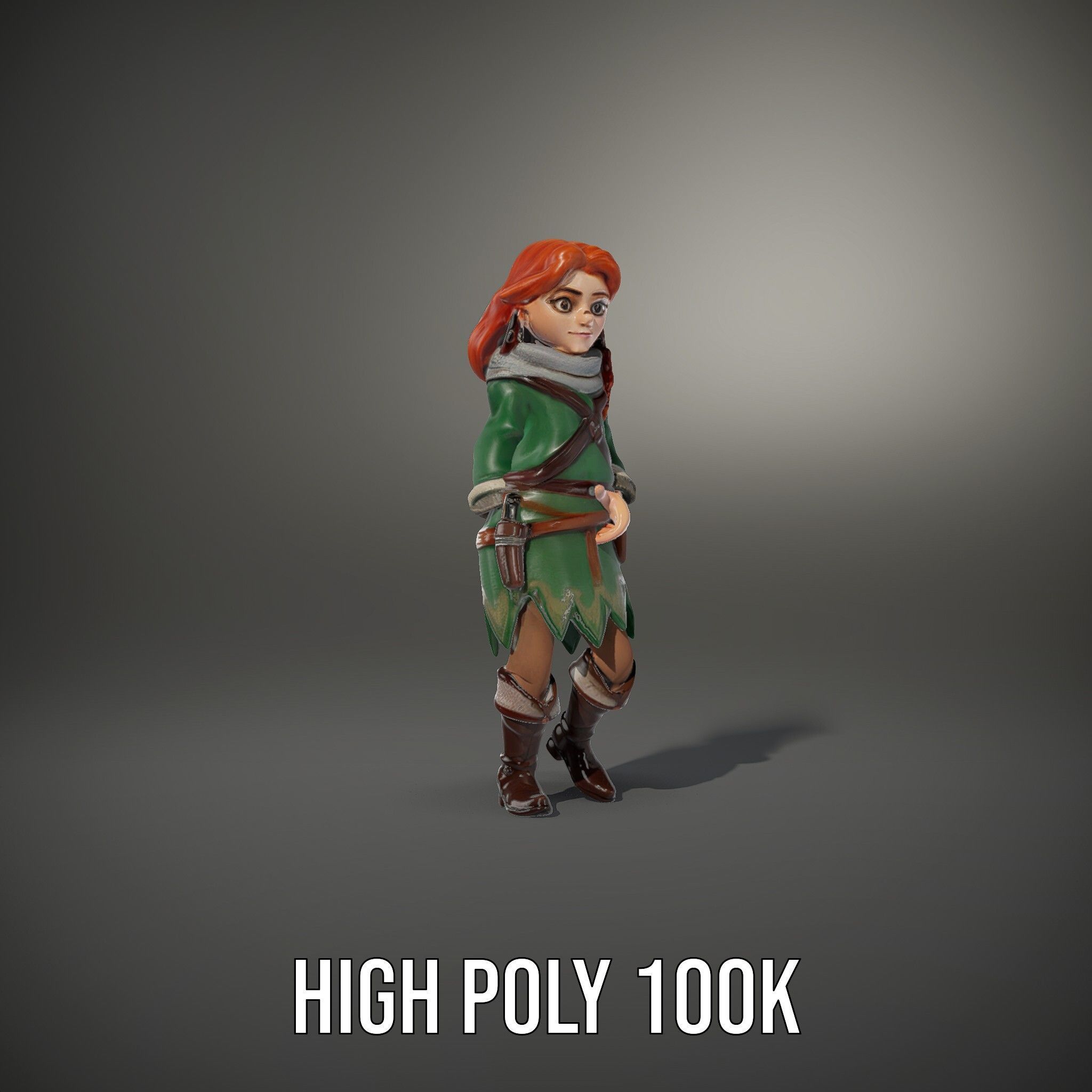 Adventurer Girl D Model Rigged and Animated Fantasy Outfit Low-poly 3D model_35