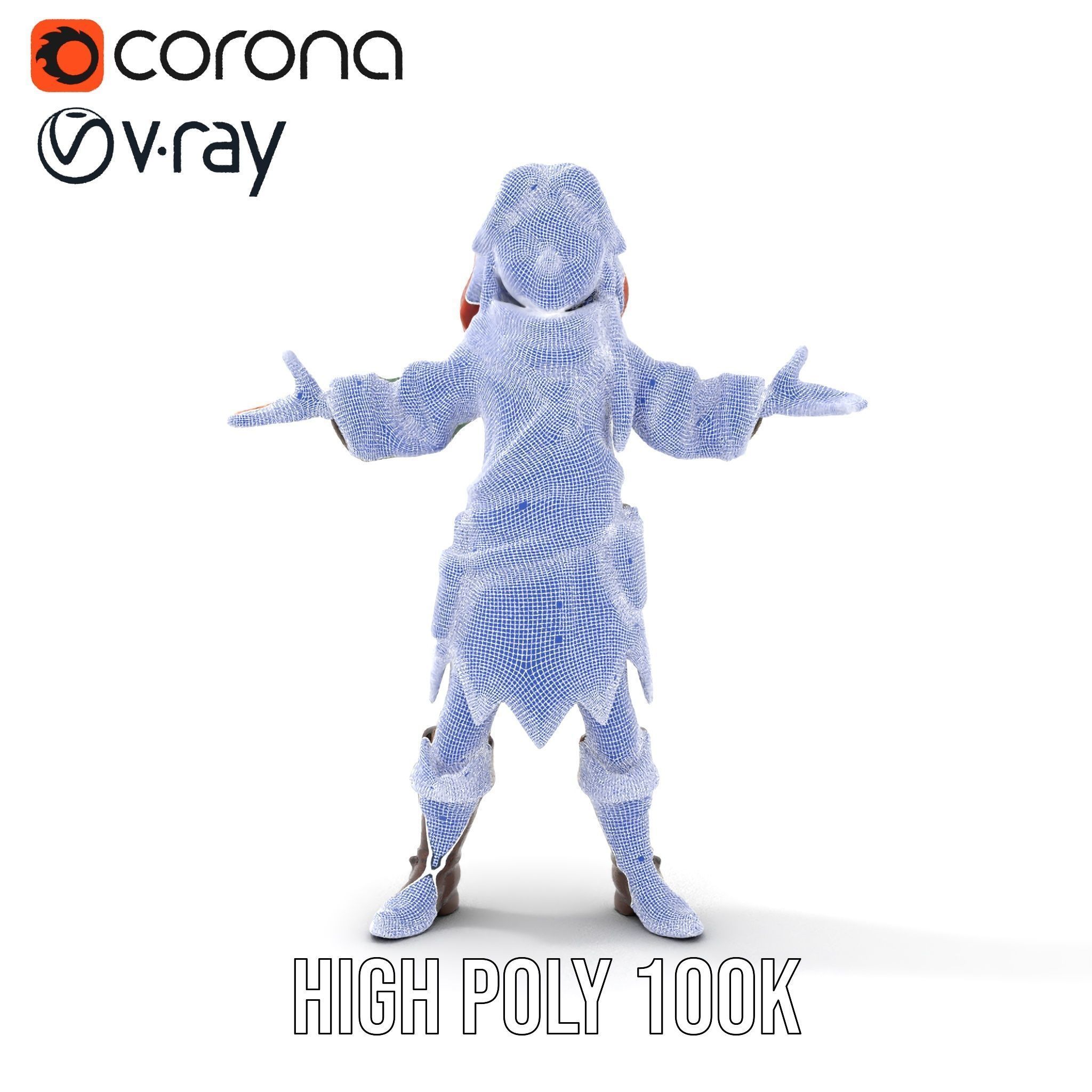 Adventurer Girl D Model Rigged and Animated Fantasy Outfit Low-poly 3D model_31