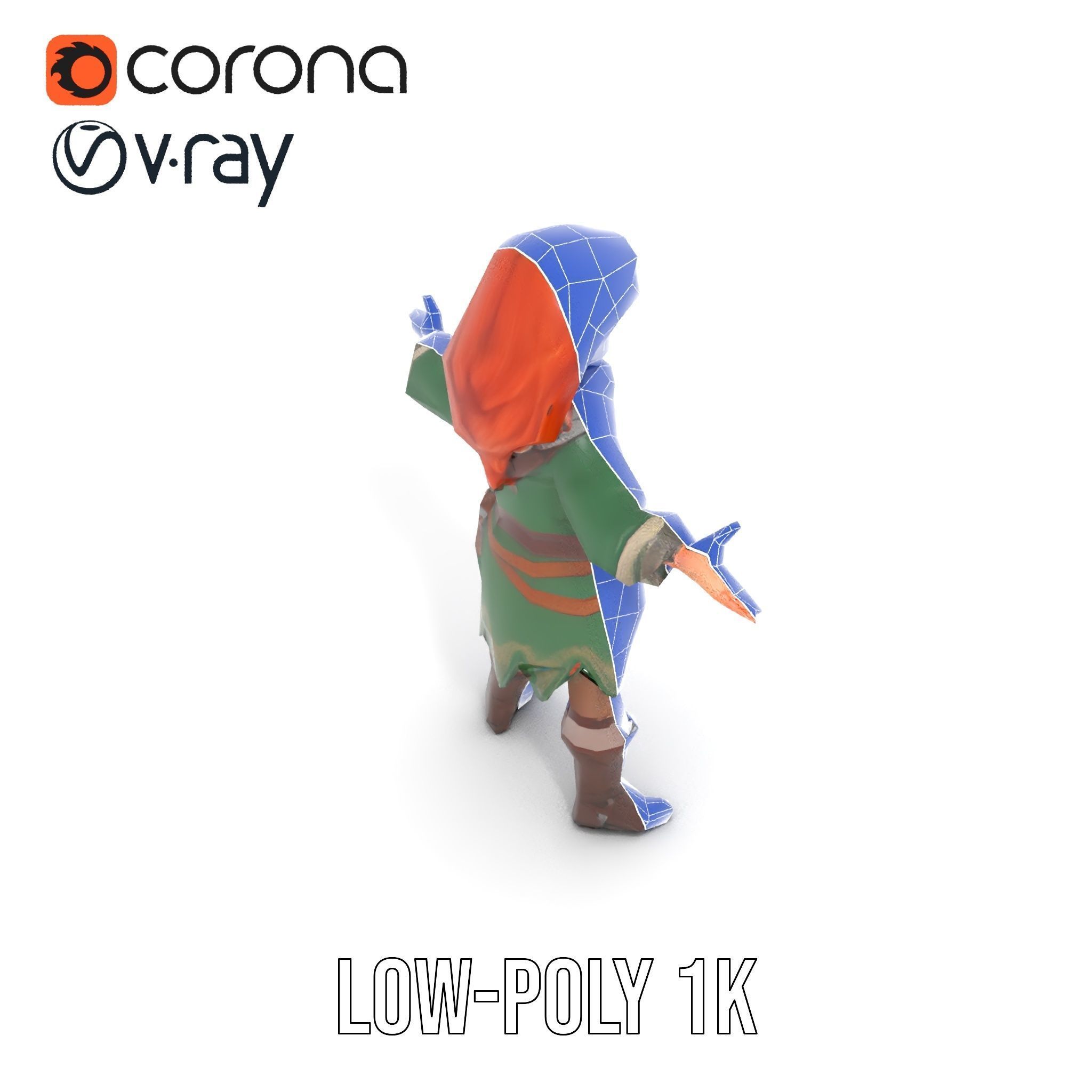 Adventurer Girl D Model Rigged and Animated Fantasy Outfit Low-poly 3D model_22