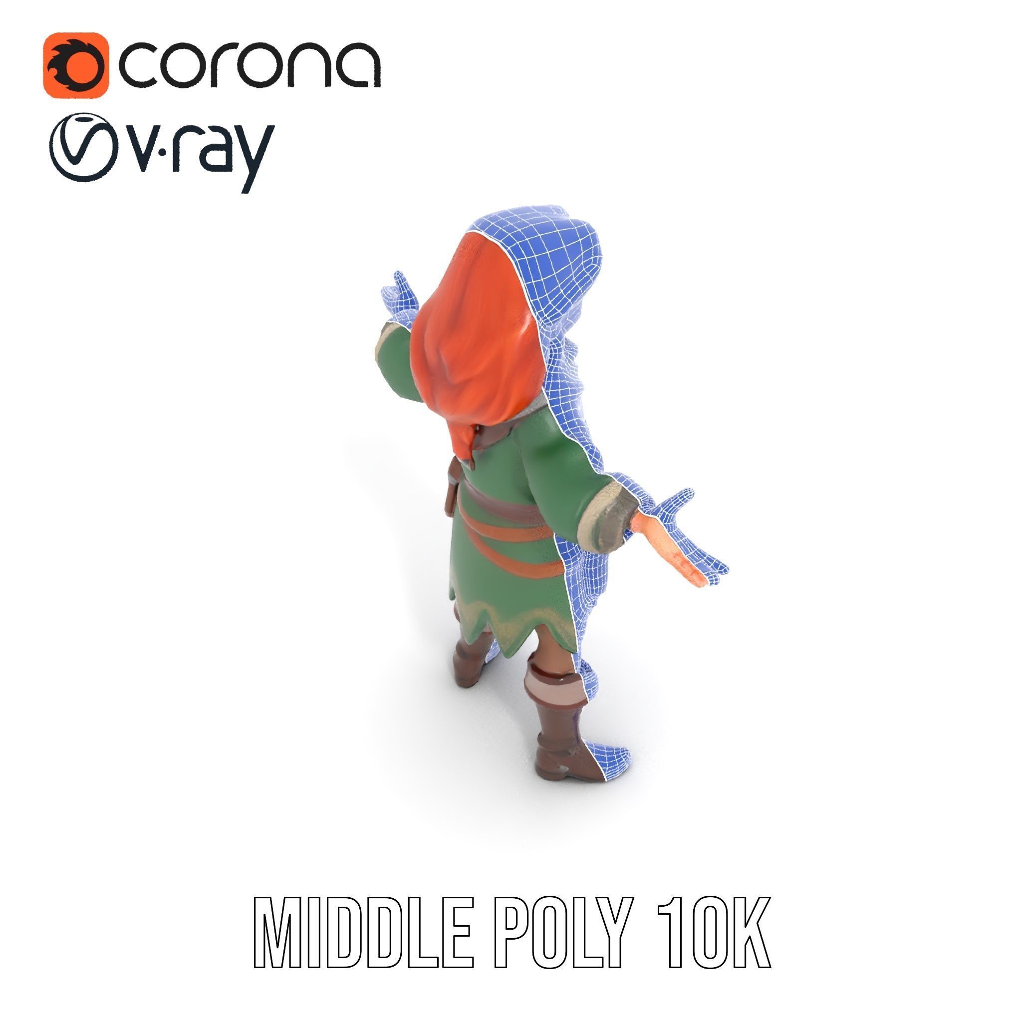 Adventurer Girl D Model Rigged and Animated Fantasy Outfit Low-poly 3D model_26