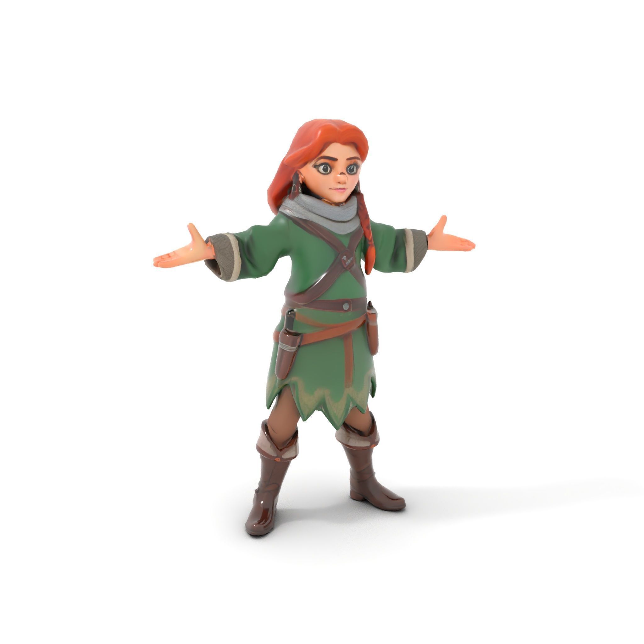Adventurer Girl D Model Rigged and Animated Fantasy Outfit Low-poly 3D model_18