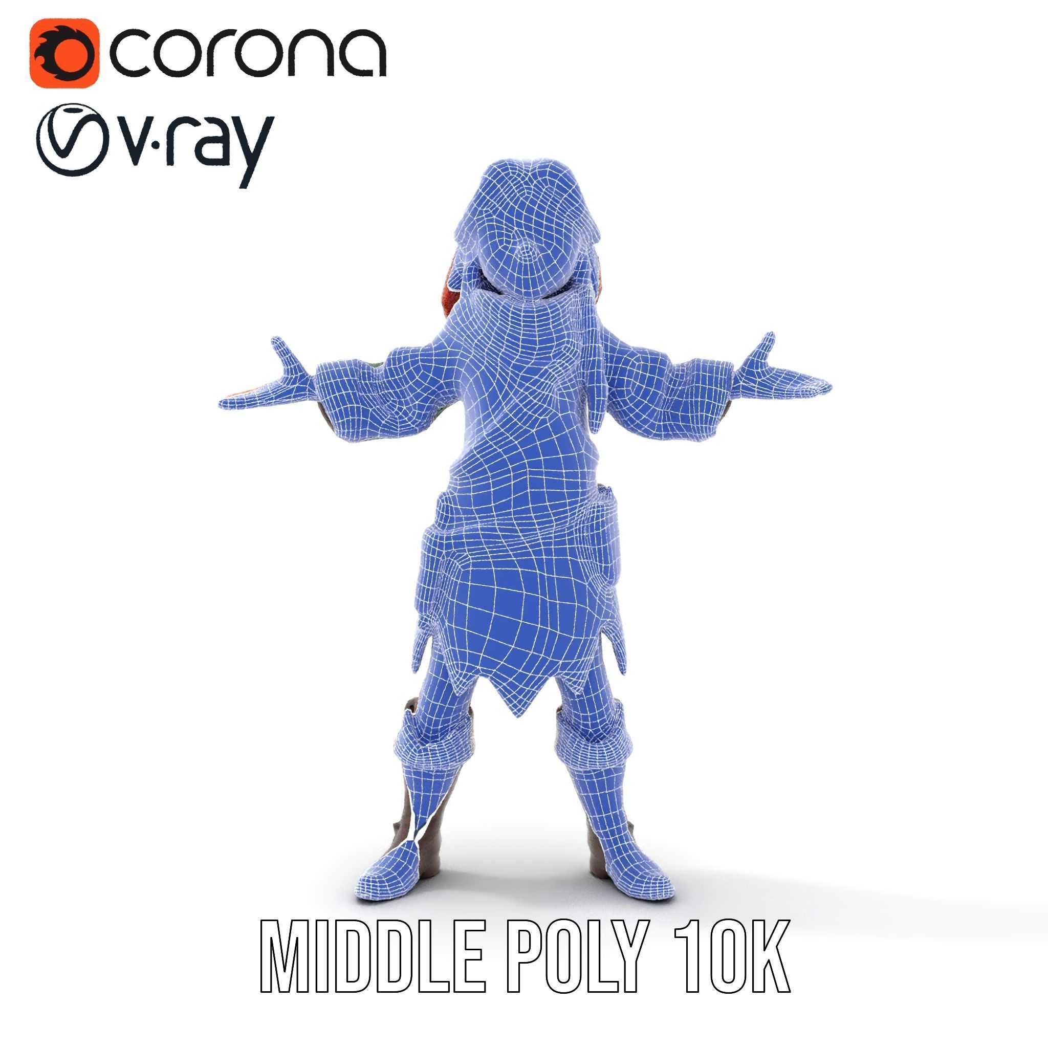 Adventurer Girl D Model Rigged and Animated Fantasy Outfit Low-poly 3D model_29