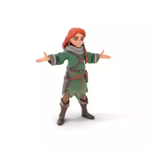 Adventurer Girl D Model Rigged and Animated Fantasy Outfit