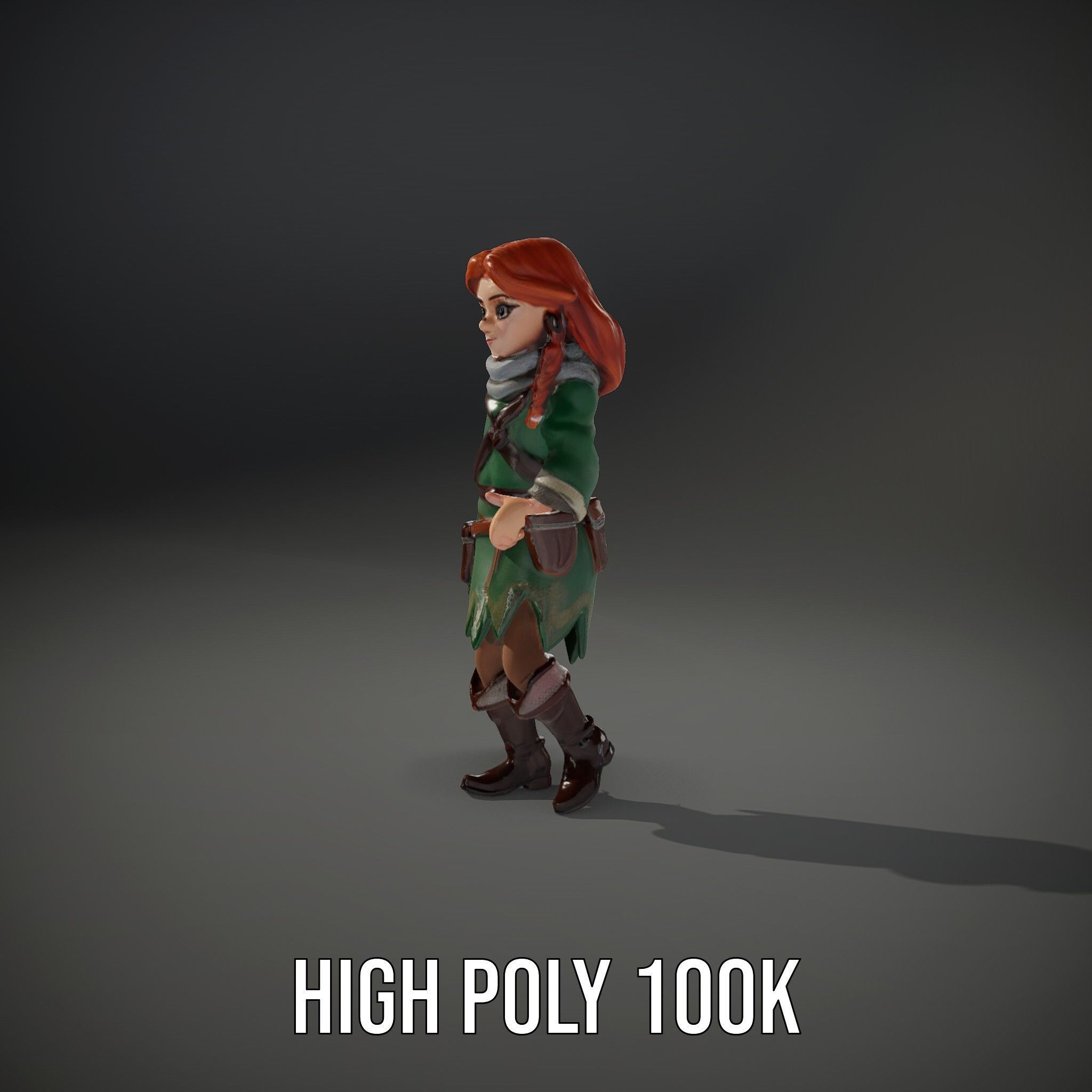 Adventurer Girl D Model Rigged and Animated Fantasy Outfit Low-poly 3D model_36