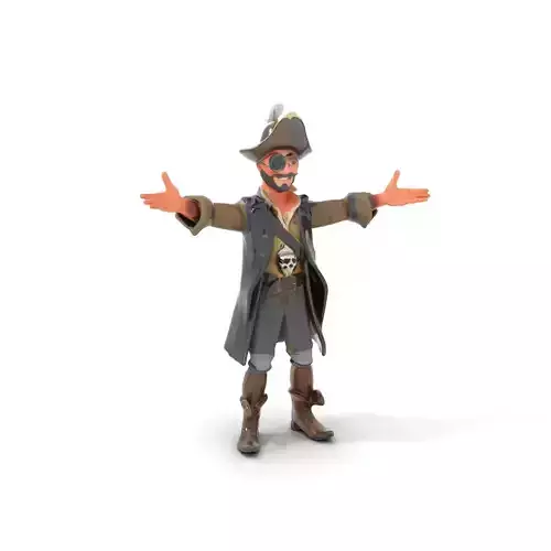 Pirate Captain Rigged and Animated D Character Model