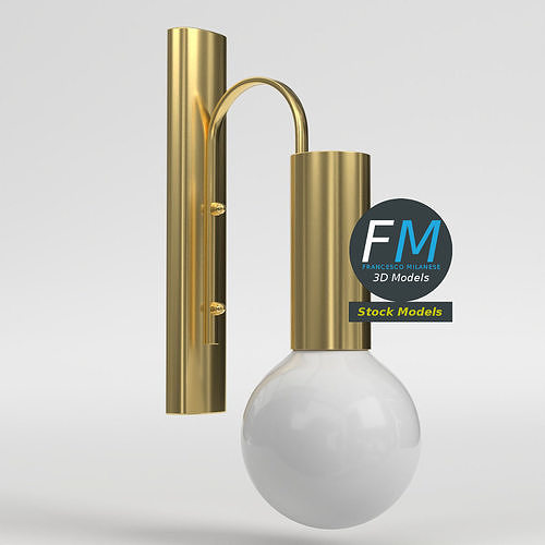 Brass globe wall sconce 3D model